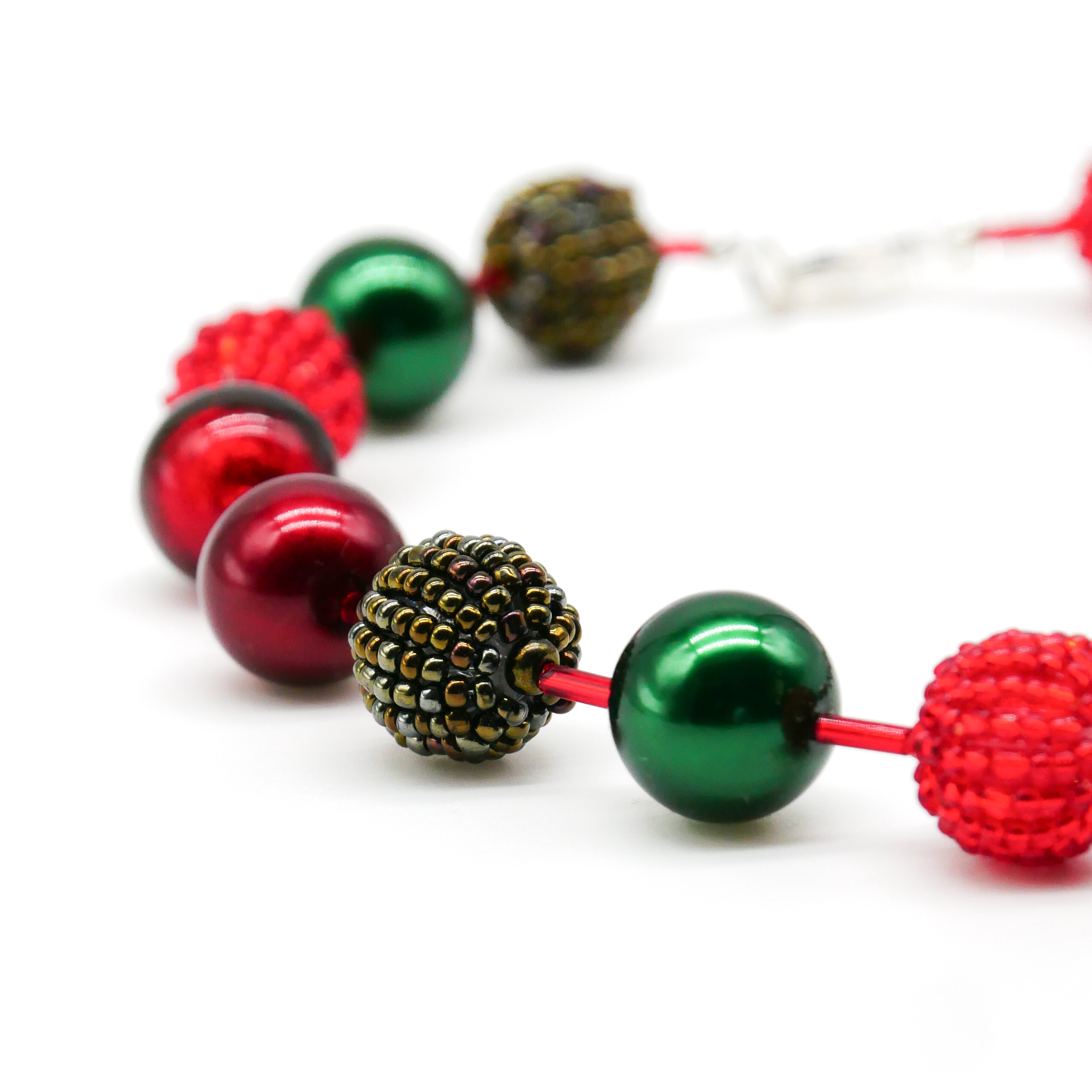  "Fine Bead Art", "Kette Christmas", Lampenperlen, Glasperlen rot-grün