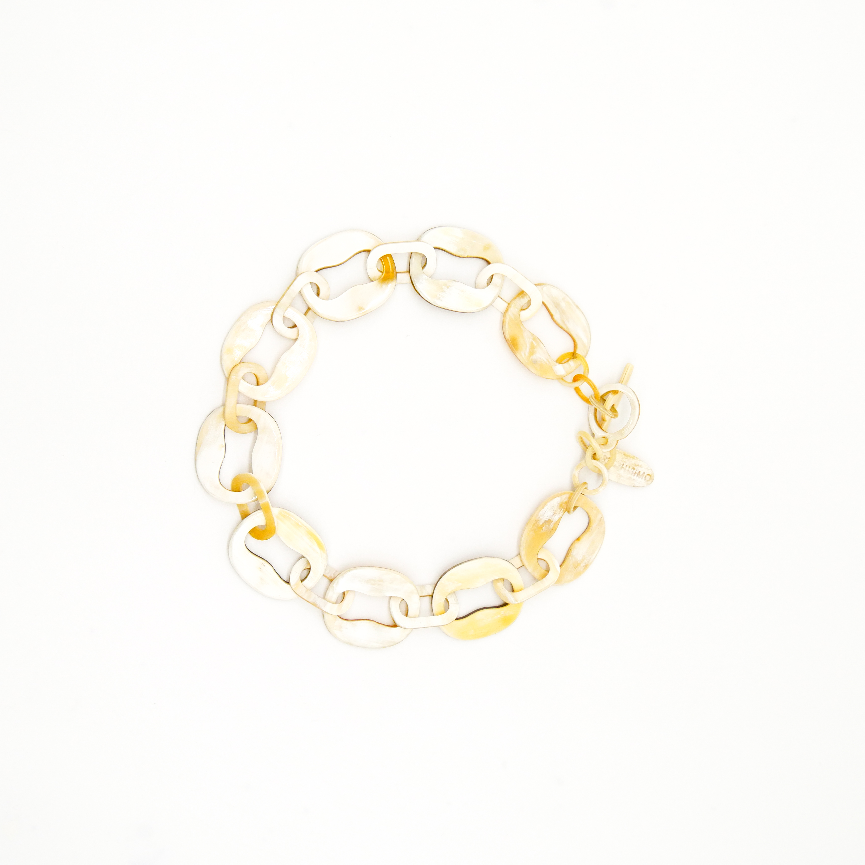 "Craft Art", kurze Kette Ovale mit Aussparung white Horn "Craft Art", kurze Kette Ovale mit Aussparung white Horn