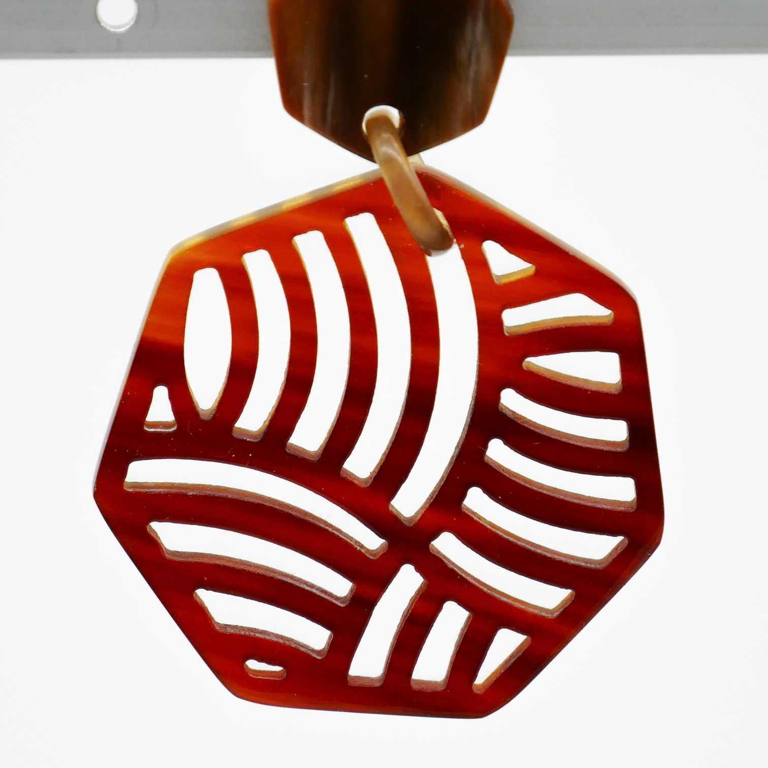  "Craft Art" Ohrring "Polygon" braunes Horn