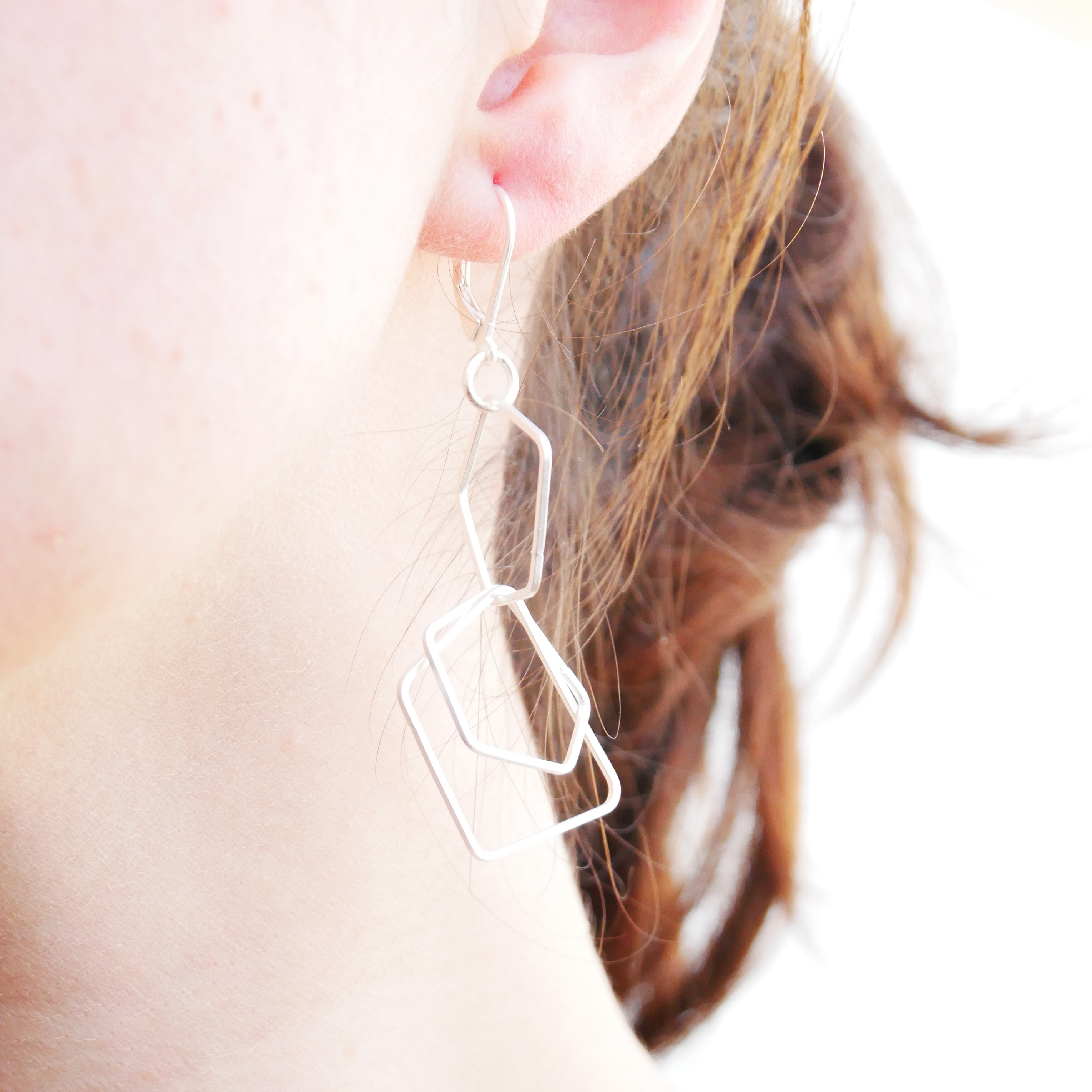 "Charm" earrings, small pentagon, silver plated