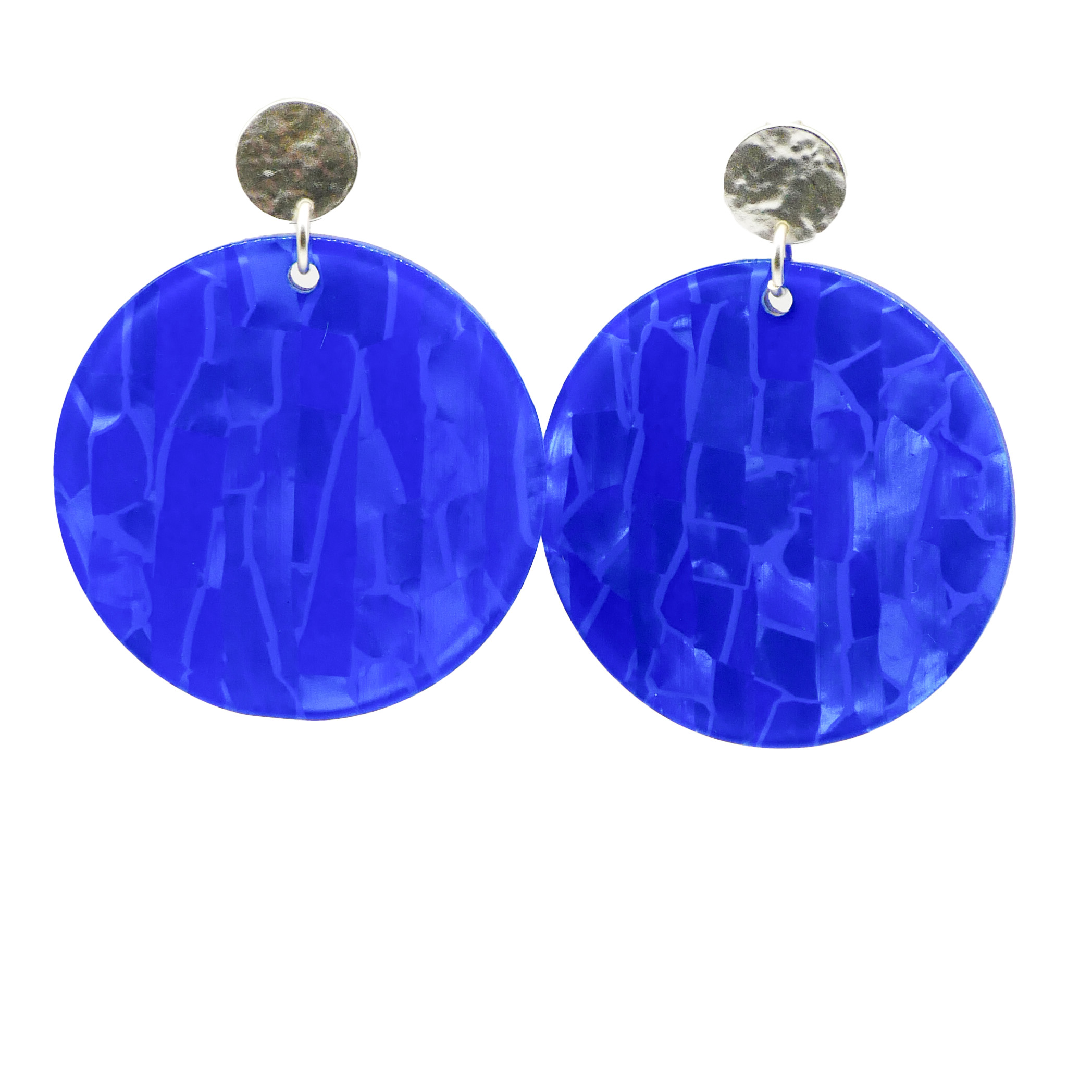 "Color Explosion", Ohrstecker Scheibe Ø 40 mm, Oberteil Ø 10 mm vergoldet, blue pearl "Color Explosion", Ohrstecker Scheibe Ø 40 mm, Oberteil Ø 10 mm vergoldet, blue pearl