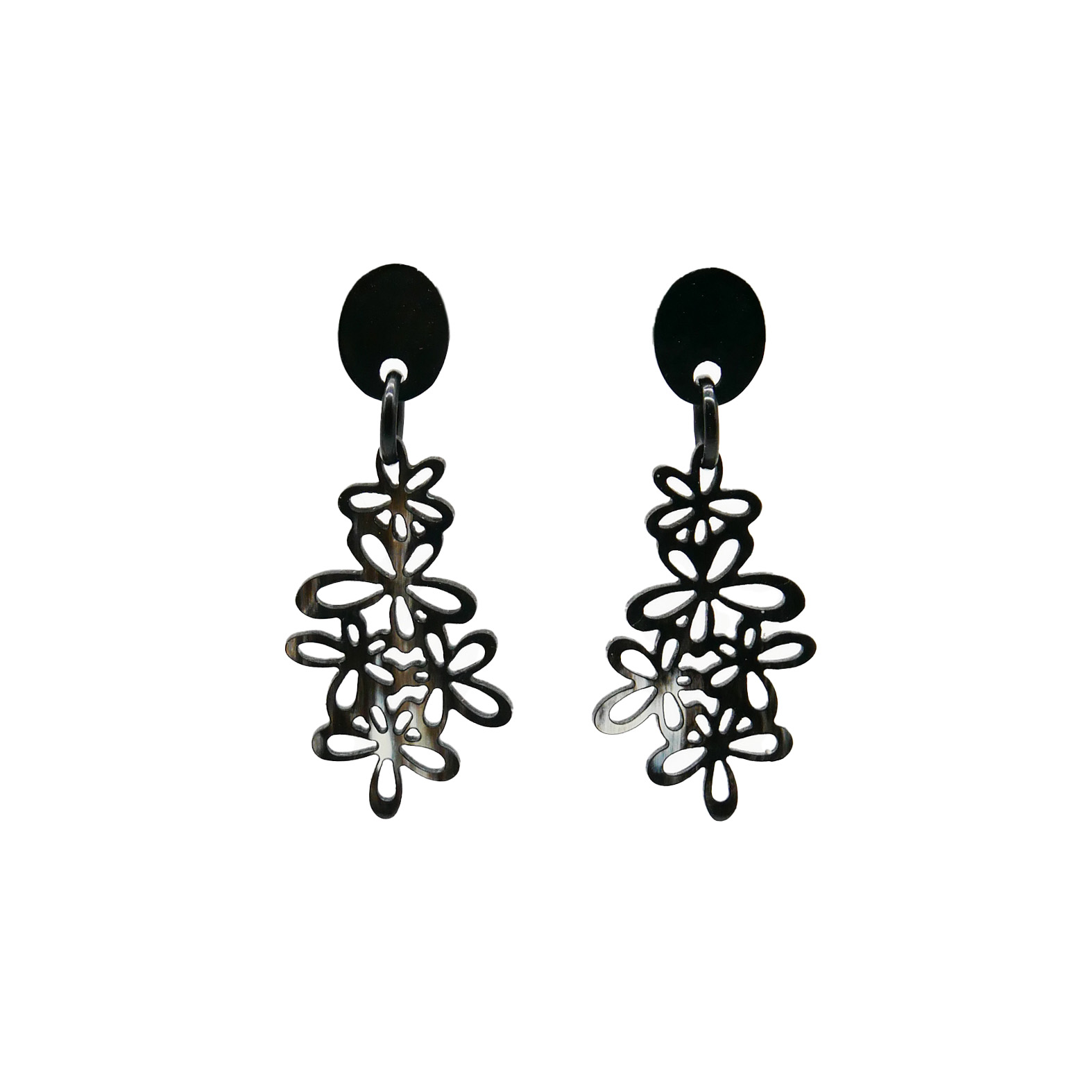 "Craft Art" Ohrring "Blütenzauber" schwarzes und marble Horn