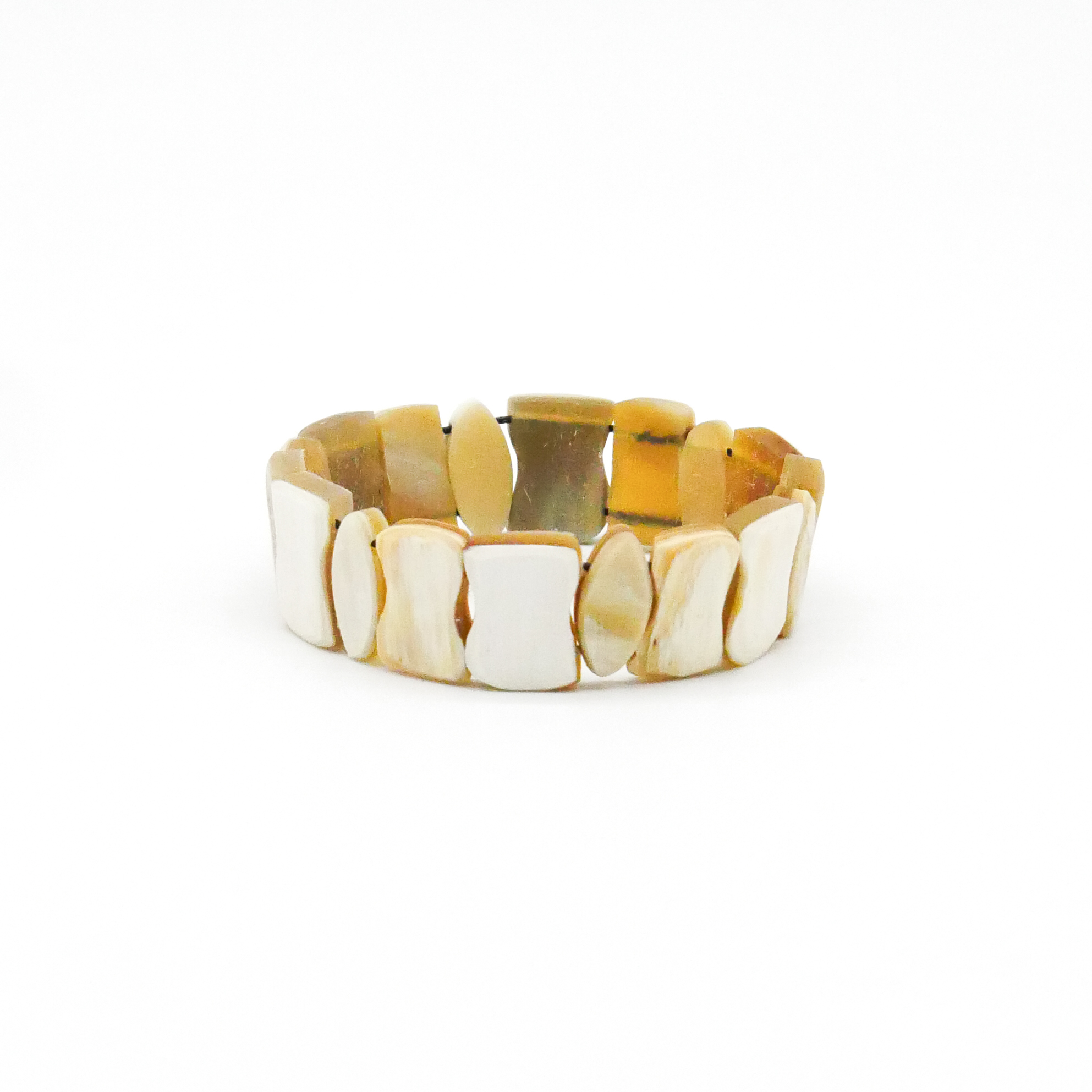  "Craft-Art", Horn Armband auf Gummi verschiedene Formen, weißes Horn matt 