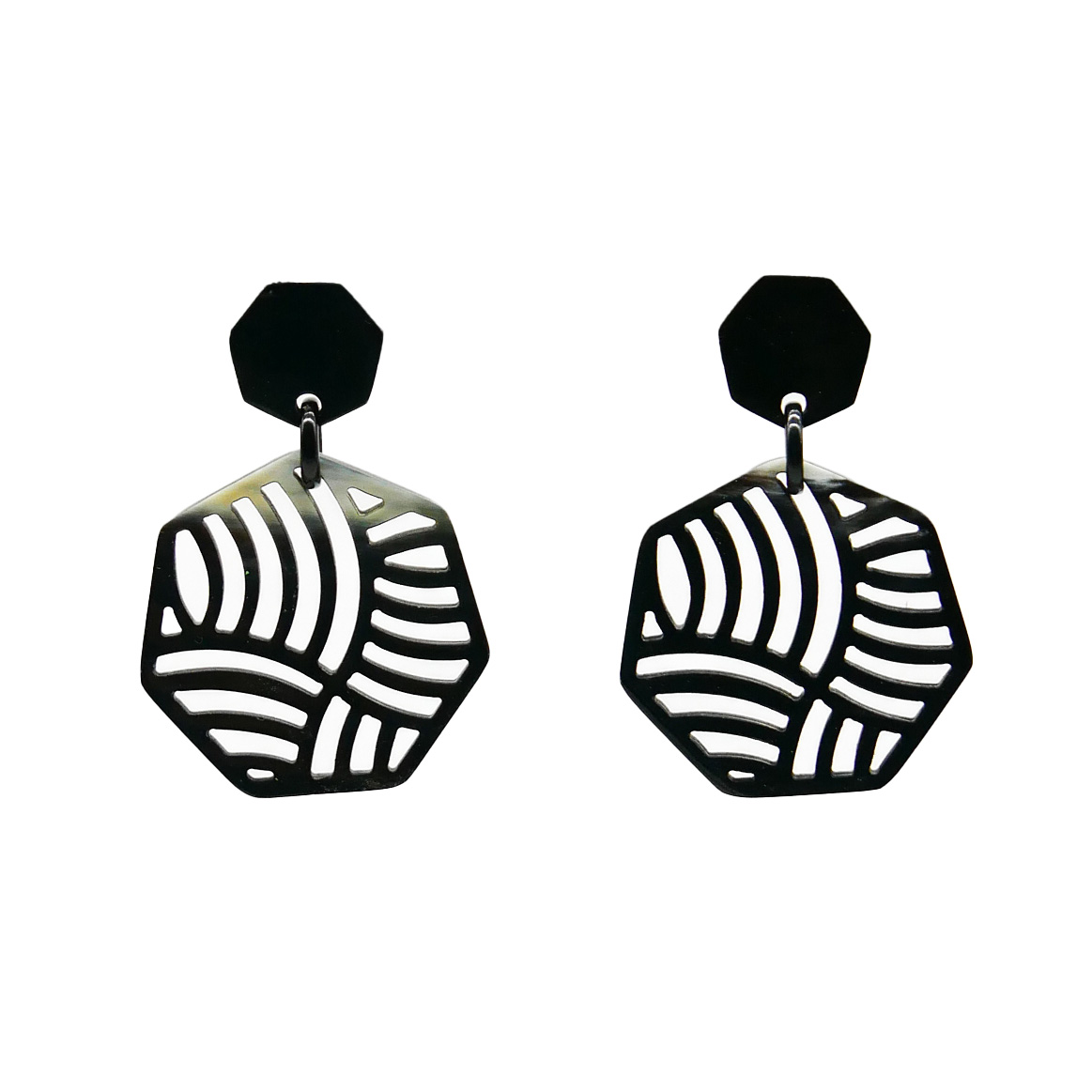  "Craft Art" Ohrring "Polygon" marble Horn