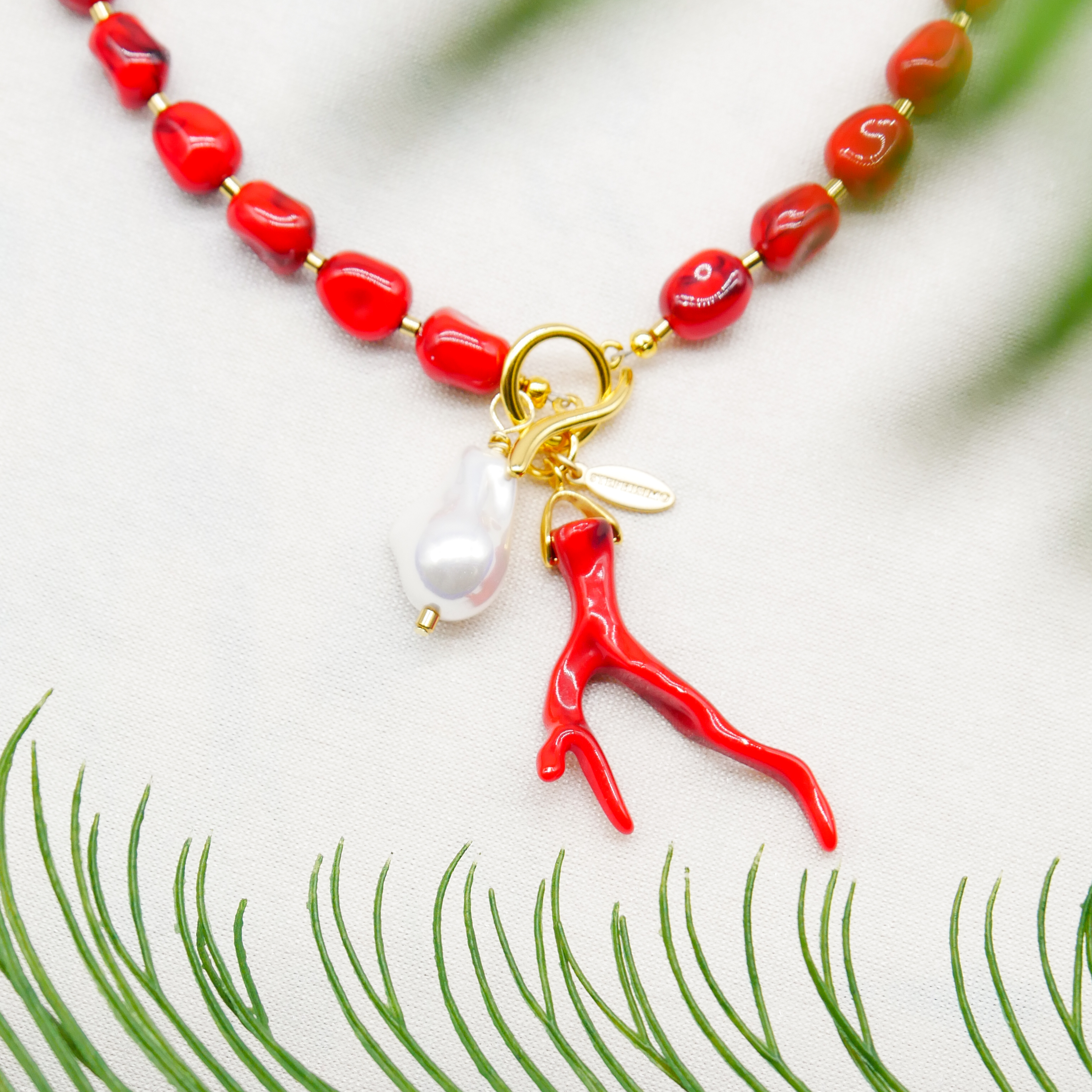  "Summer Feeling" Kette "Coral Sea" Resinperlen                        