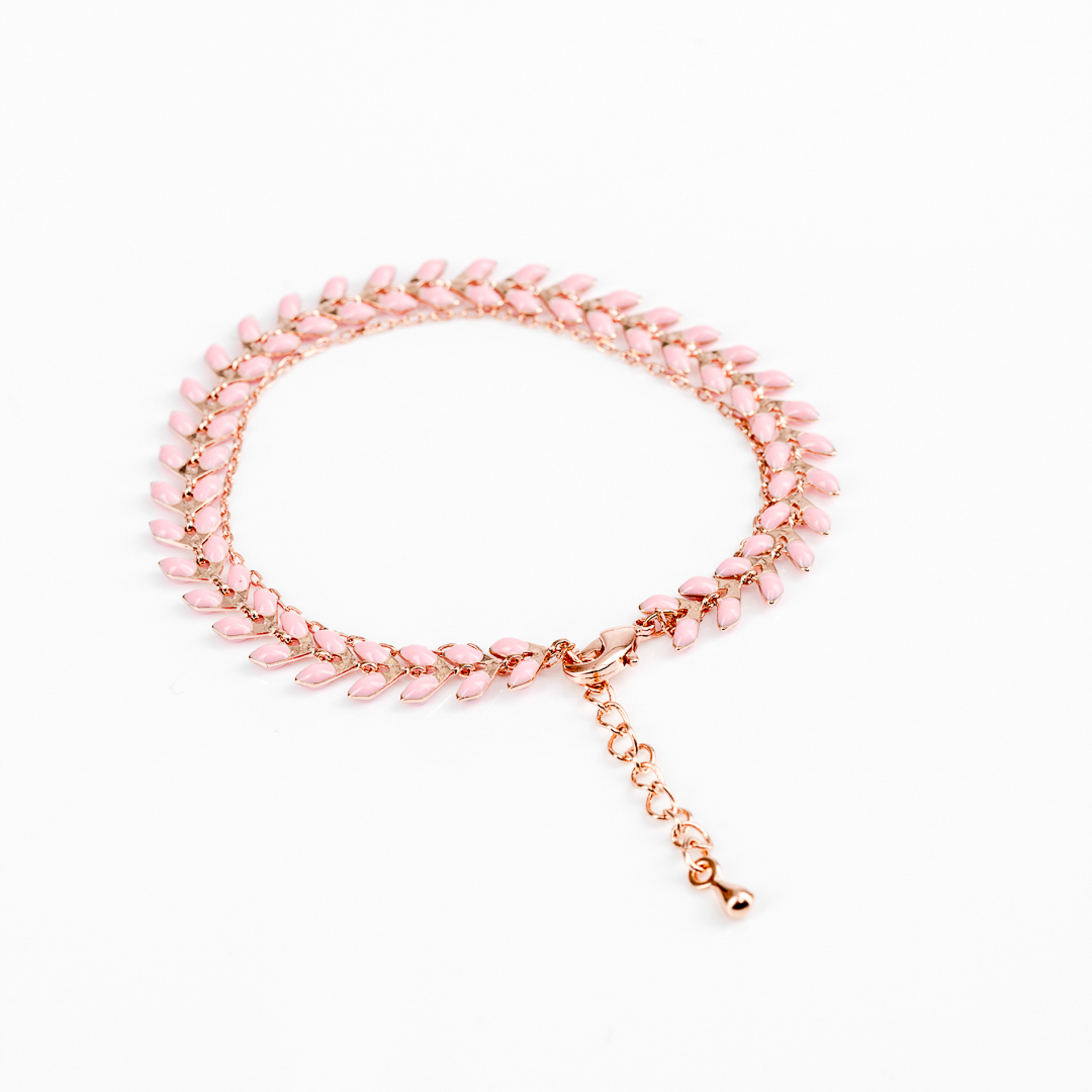 "Fischgrät" feines Armband, Fischgrätmuster, rosévergoldet - rosa