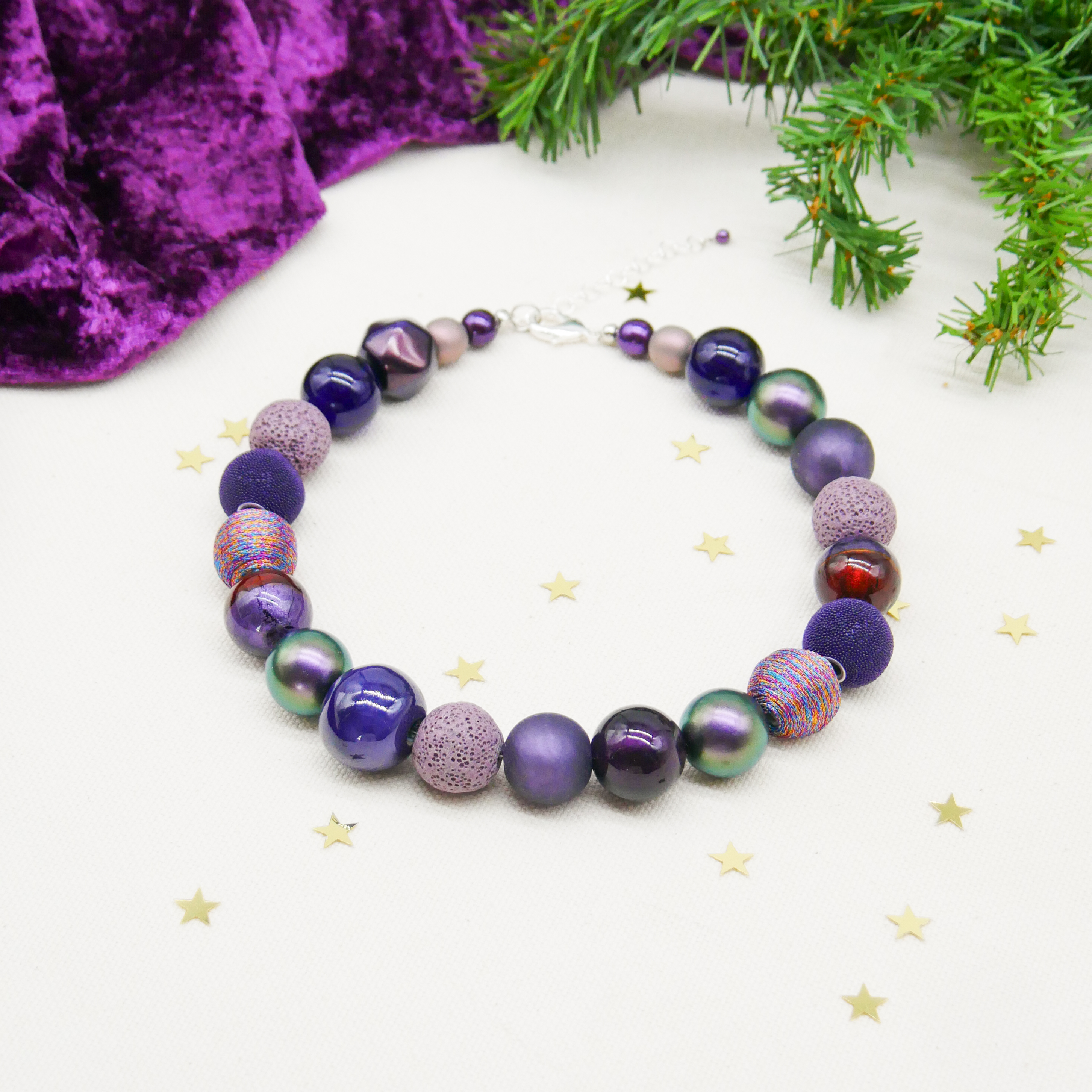"Bollywood" Kette Ø ca. 20 mm, aubergine