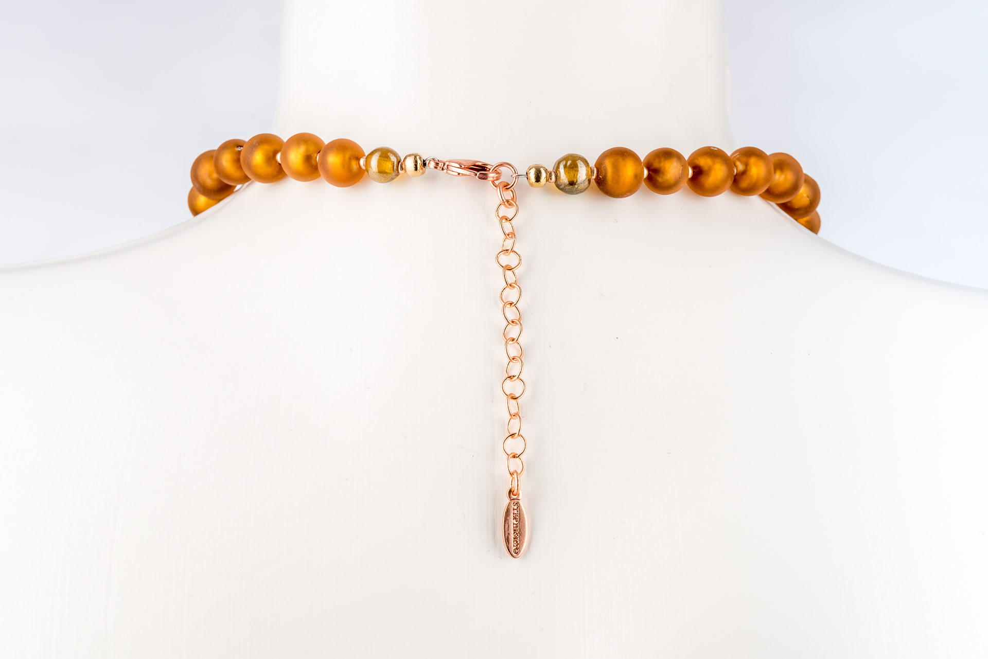 "Venezia" kurze Kette, handgearbeitete Glasperlen, topaz matt