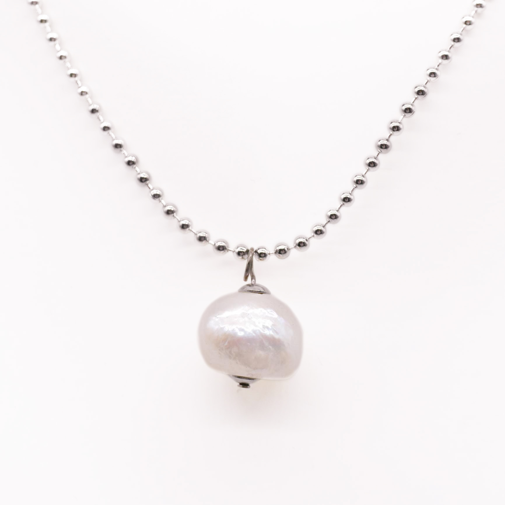 "Freshwater Pearls" long necklace, white freshwater pearl, 80 cm