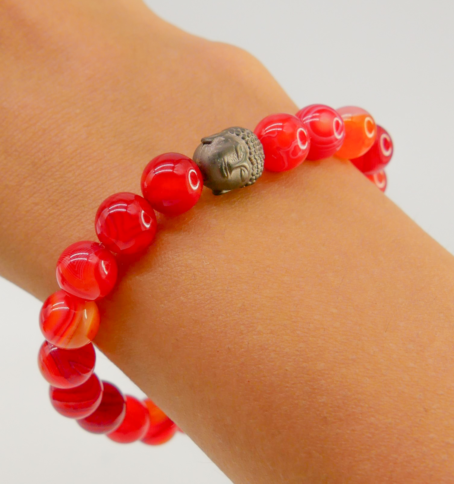 DIY kleine Schmuckbox, Armband Buddha roter Achat ø 8 mm, Hämatit Buddha DIY kleine Schmuckbox, Armband Buddha roter Achat ø 8 mm, Hämatit Buddha
