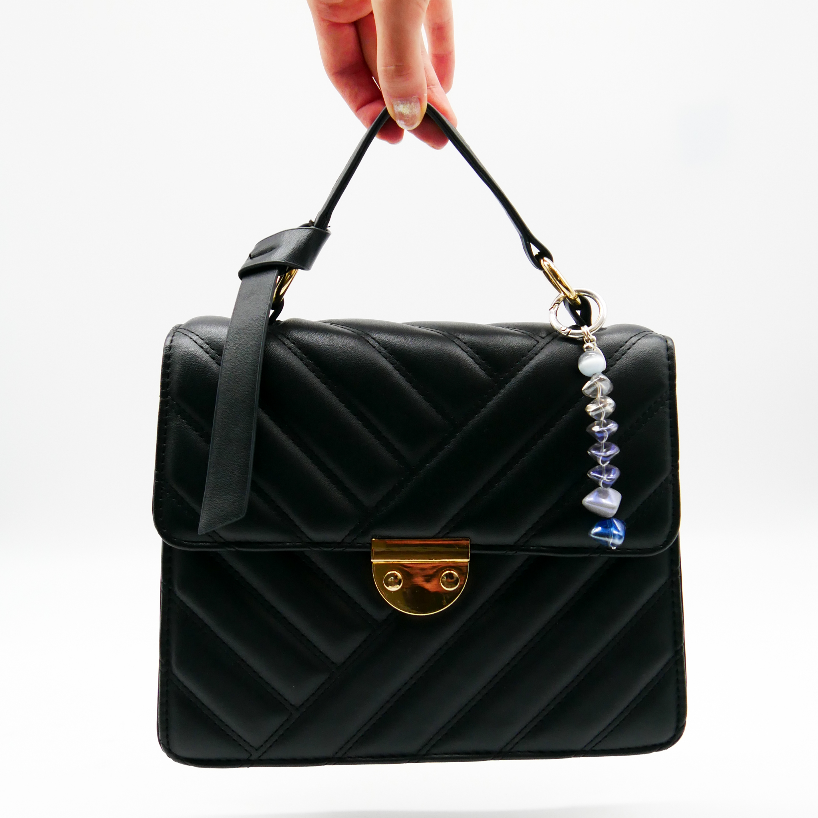  "Lucky Pendant" Anhänger, 1 Strang Glasperlen grau - blau 