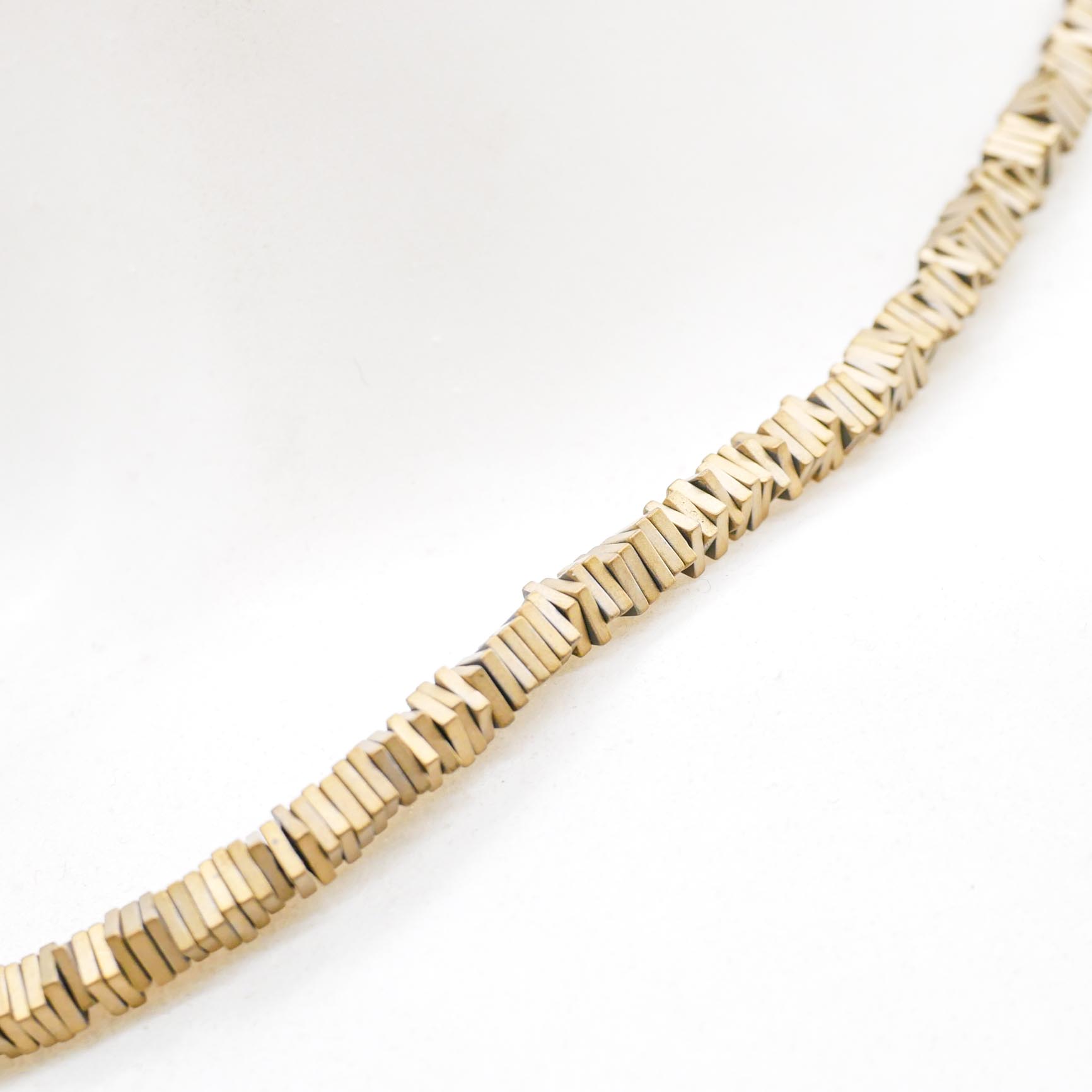 Kette "Metallic" kurz, aus eckigen Scheiben, Bronze matt