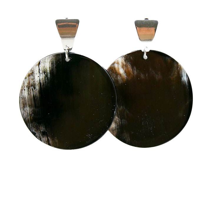 „Craft Art“, Ohrhänger,  schwarz melierter Kreis mit silberfarbenem Oberteil