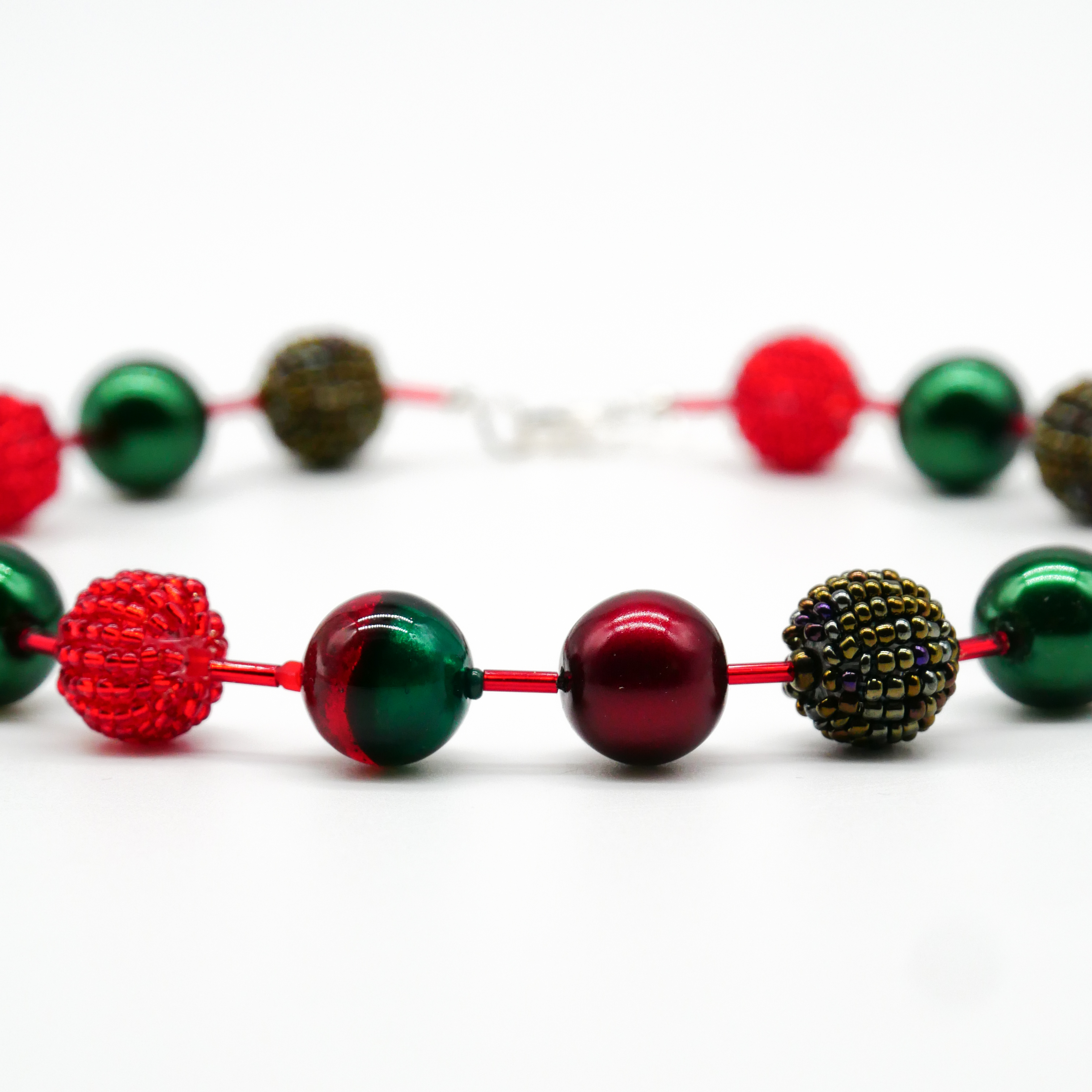  "Fine Bead Art", "Kette Christmas", Lampenperlen, Glasperlen rot-grün