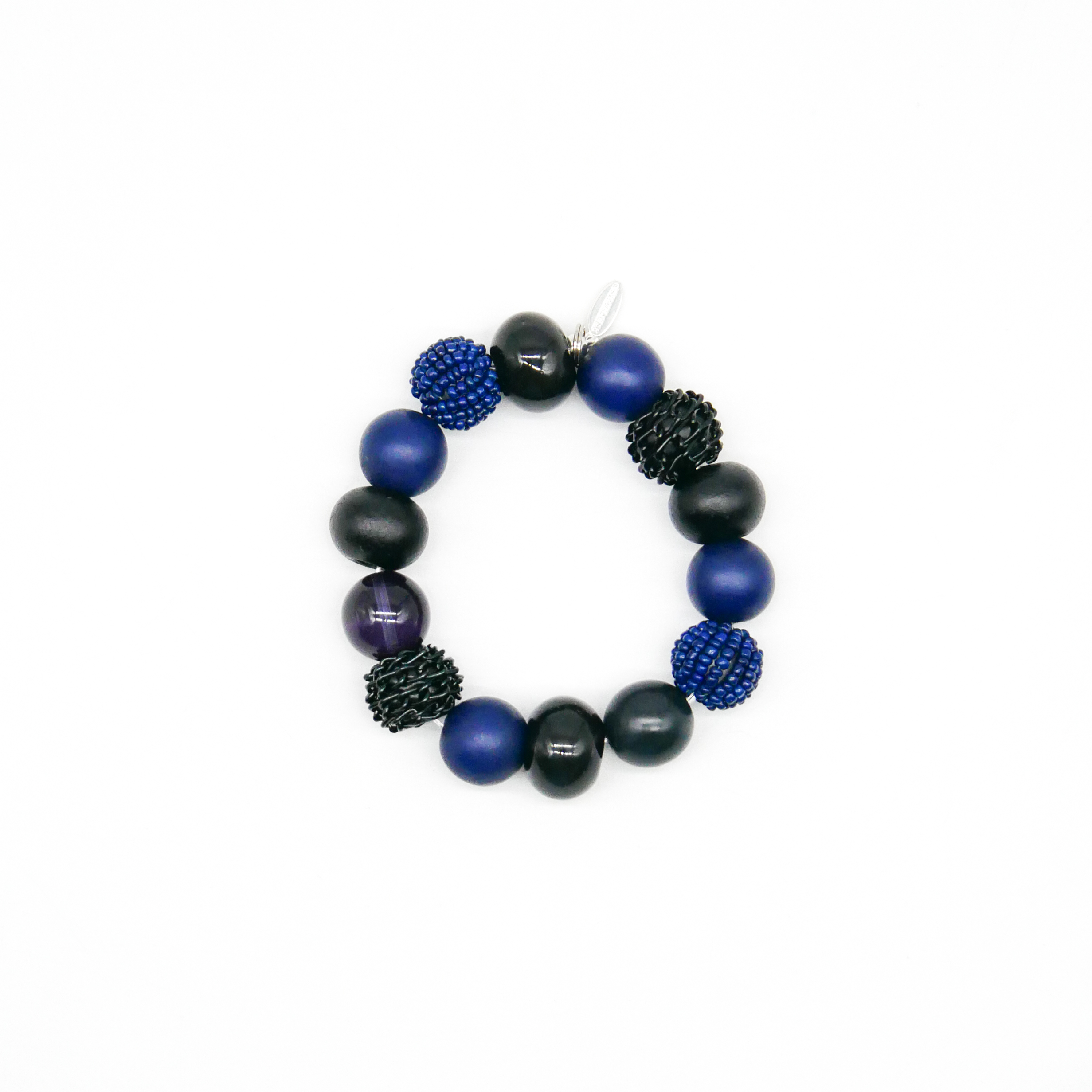  "Bollywood" Armband auf Gummi, mitternachtsblau