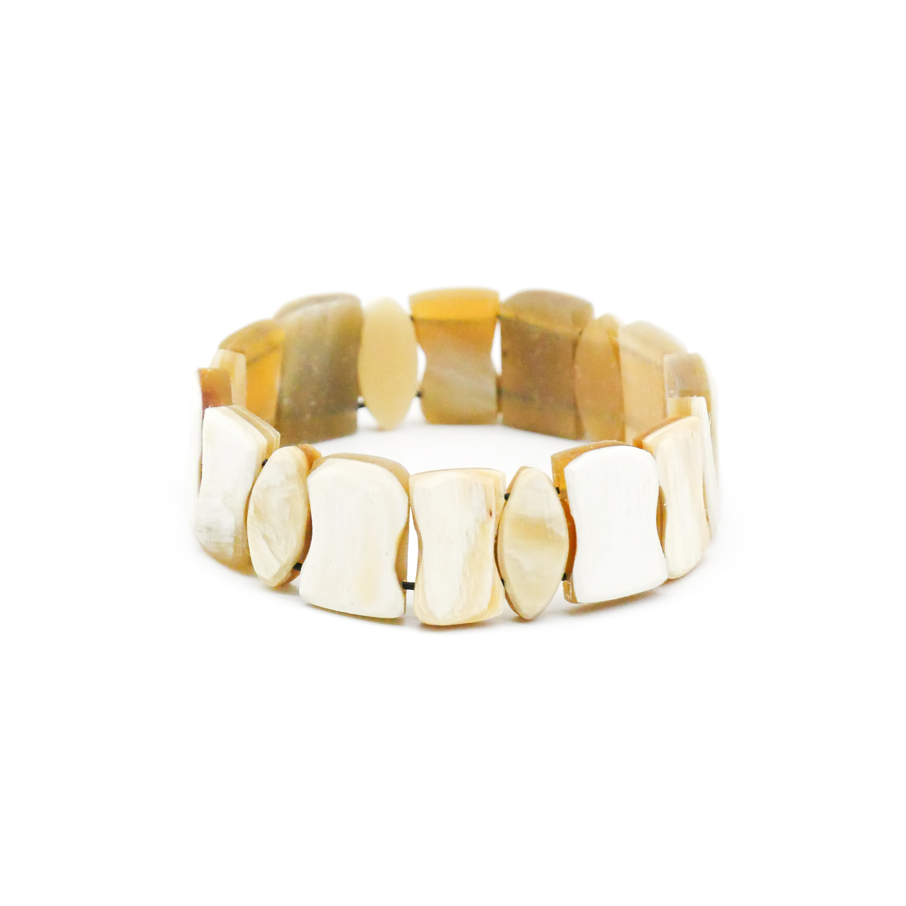  "Craft-Art", Horn Armband auf Gummi verschiedene Formen, weißes Horn matt 