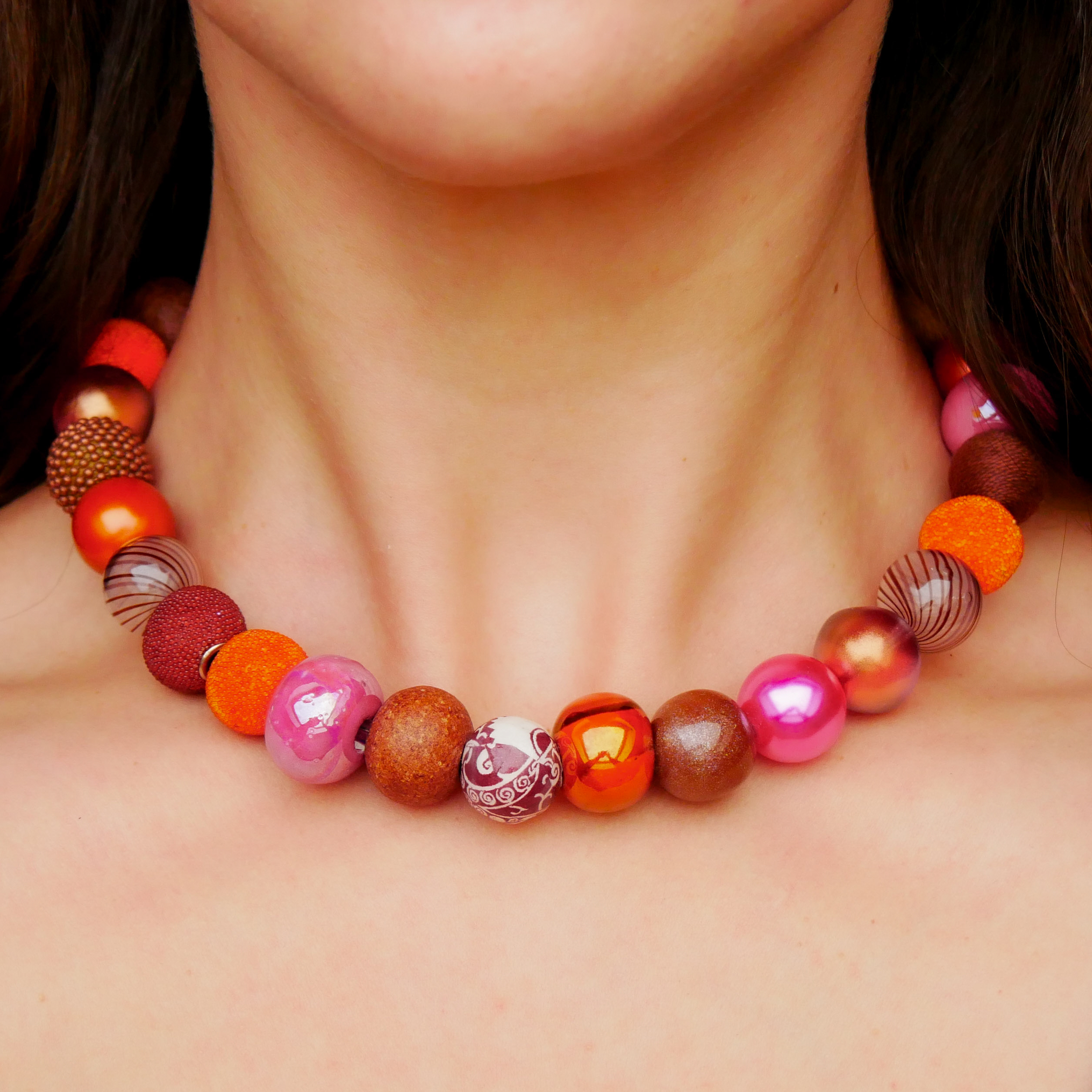 "Bollywood" Kleine Bollywood Ø ca. 16 mm, braun-pink