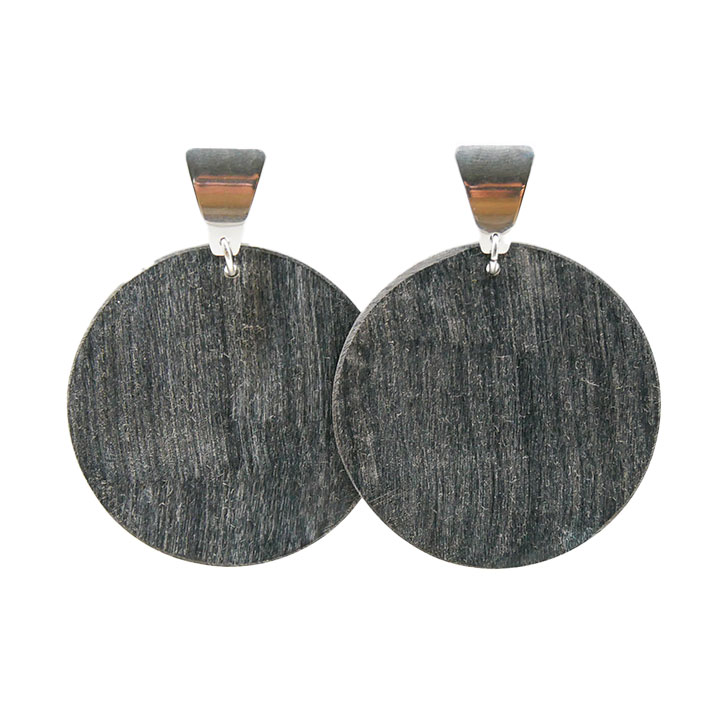 „Craft Art“, Ohrhänger, grauer Kreis mit silberfarbenem Oberteil