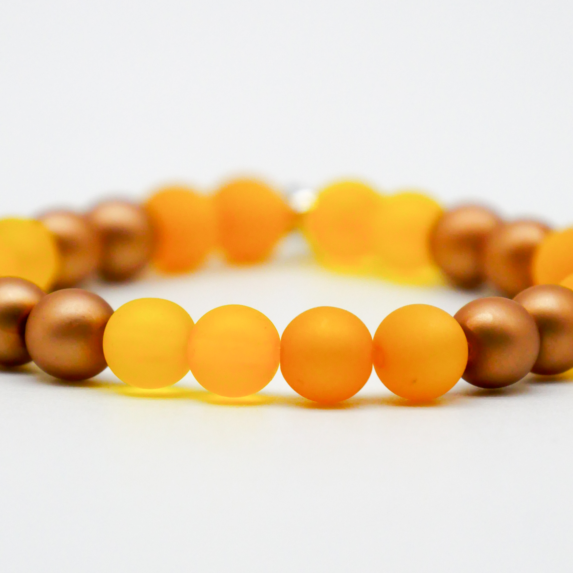  Color Explosion, Armband auf Gummi Ø 8 mm, Glas- und Polaris Perlen, Sonne gold-gelb