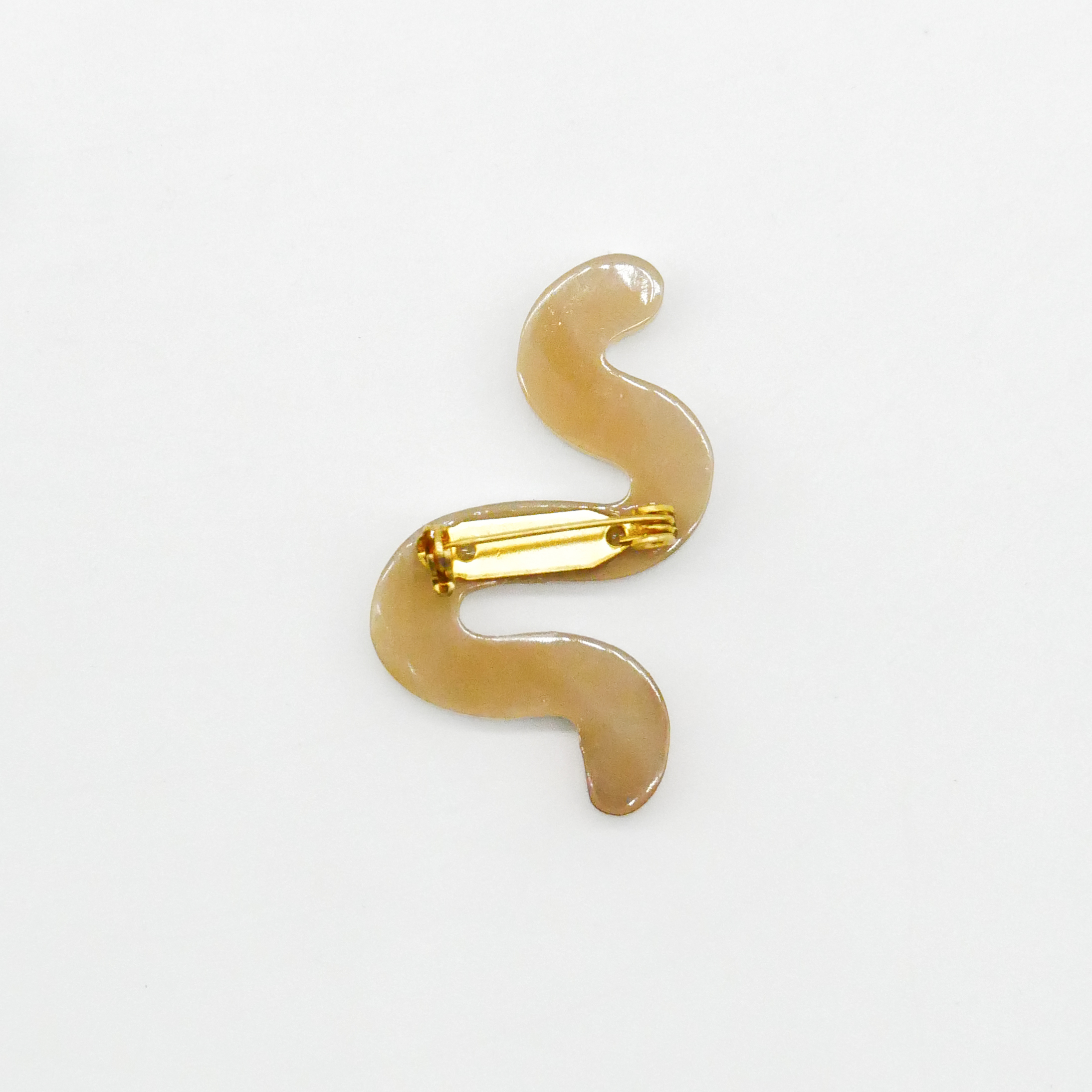  "Craft-Art", Brosche "Snake", weißes Horn, Lack gold 