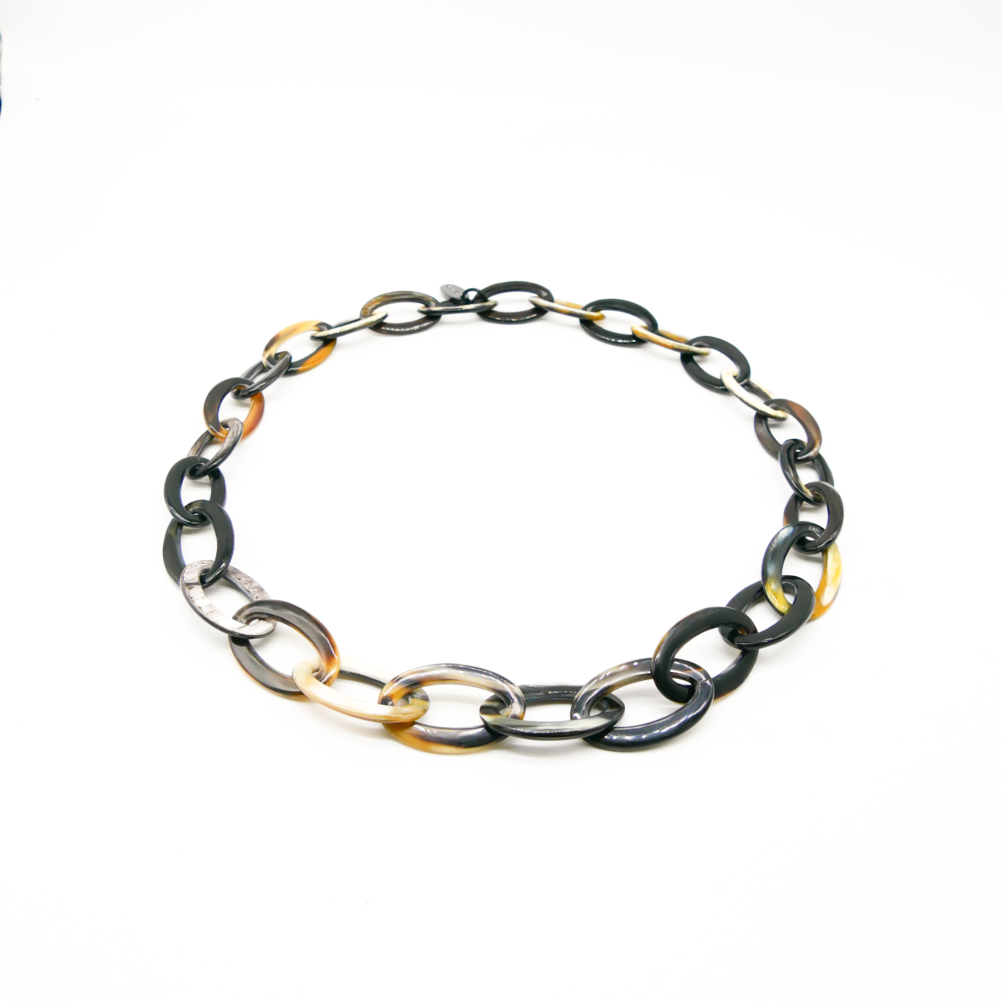 "Craft Art" , Horngliederkette "Big" oval marble Horn "Craft Art" , Horngliederkette "Big" oval marble Horn