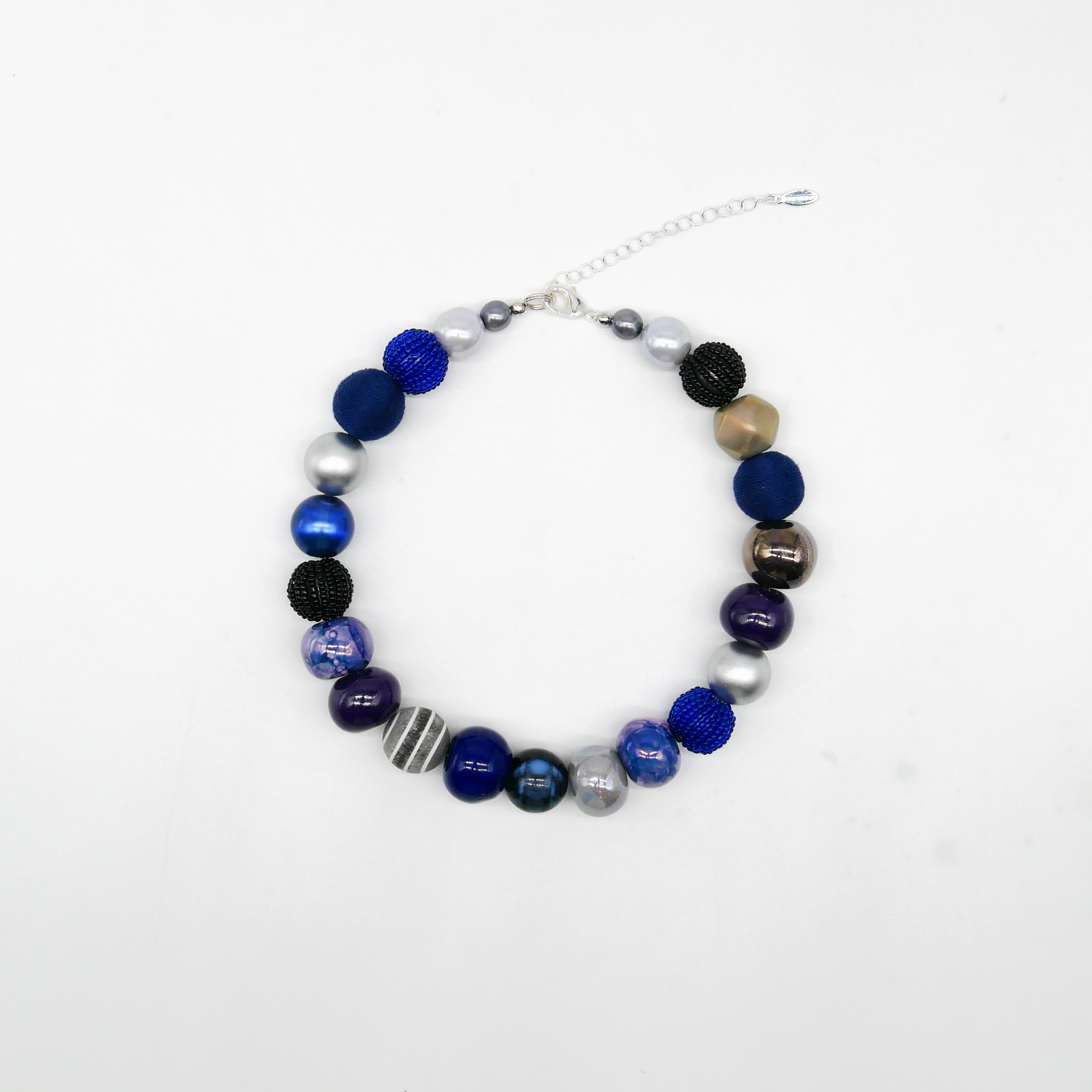 "Bollywood" Kette Ø ca. 20 mm, blau-silber