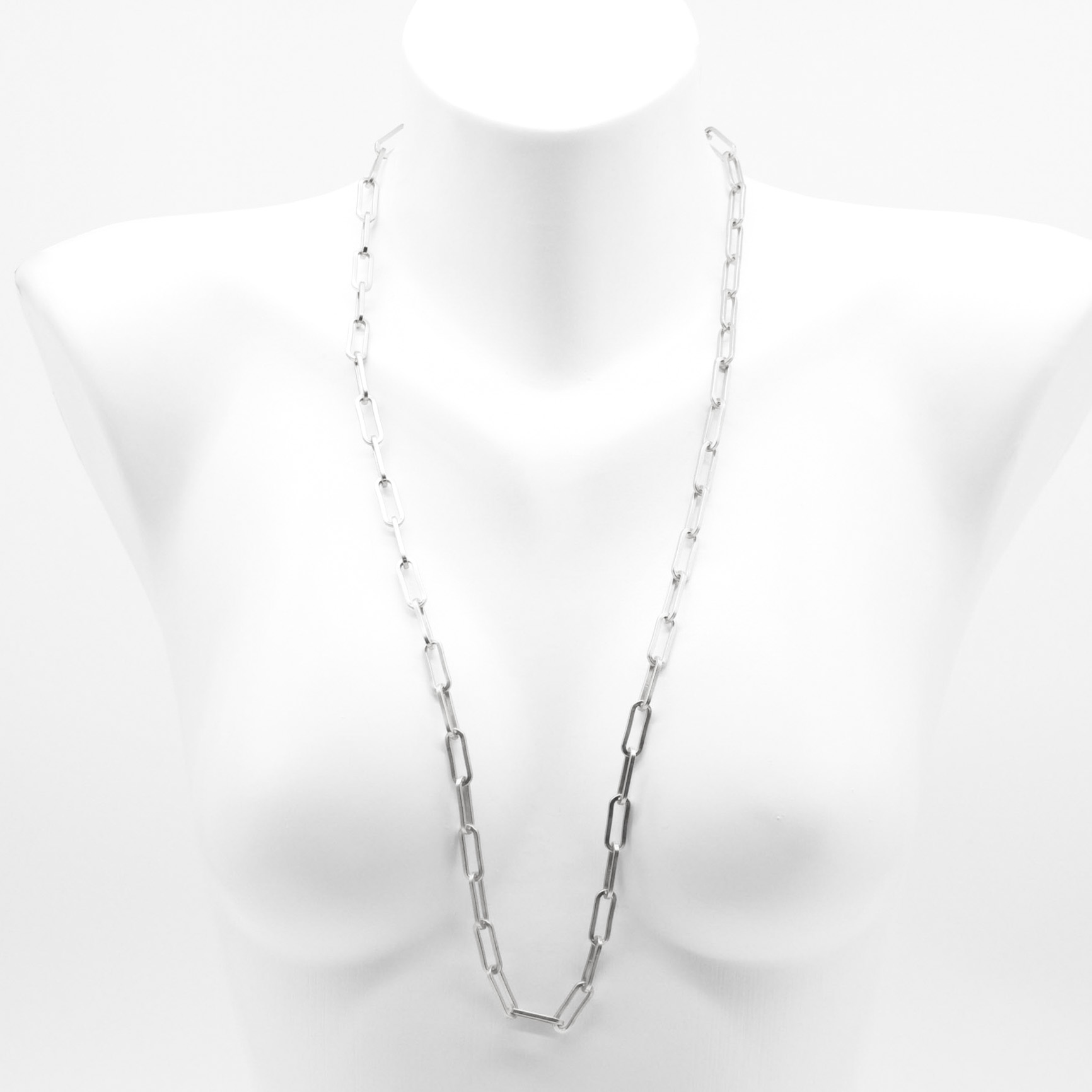 "Charmkette" lange Gliederkette, Ovale, versilbert