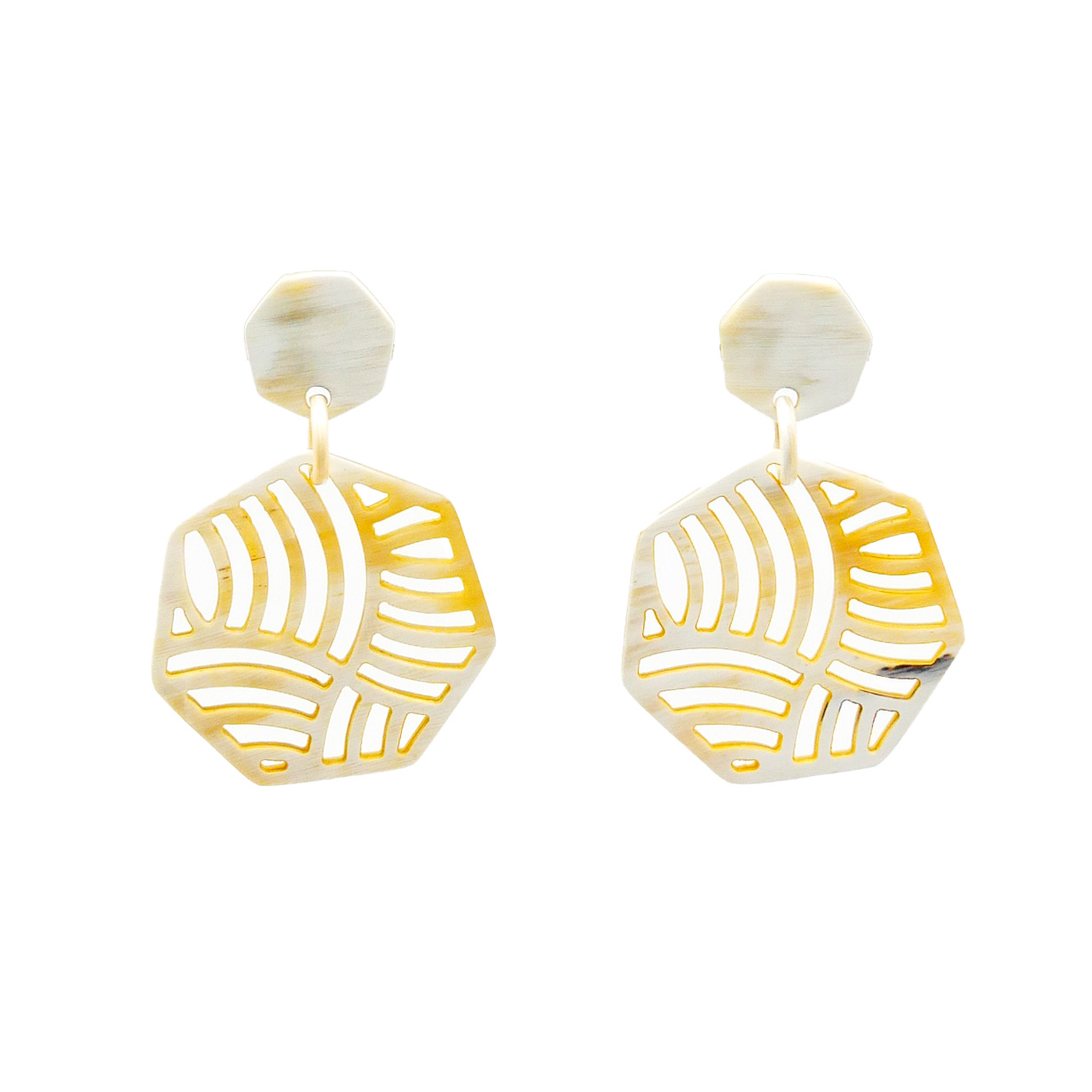  "Craft Art" Ohrring "Polygon" weißes Horn