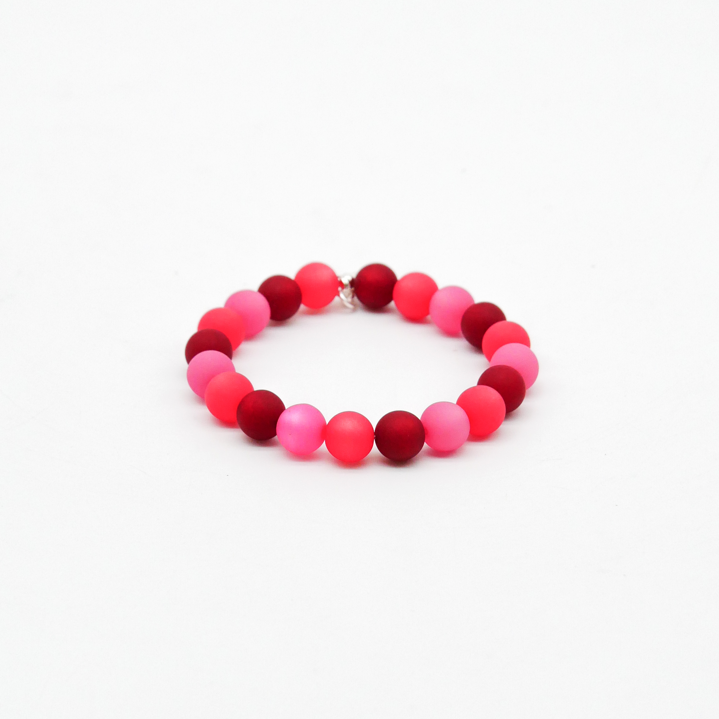 "Color Explosion" Armband auf Gummi Polarisperlen ø 10 mm, dunkelrot 