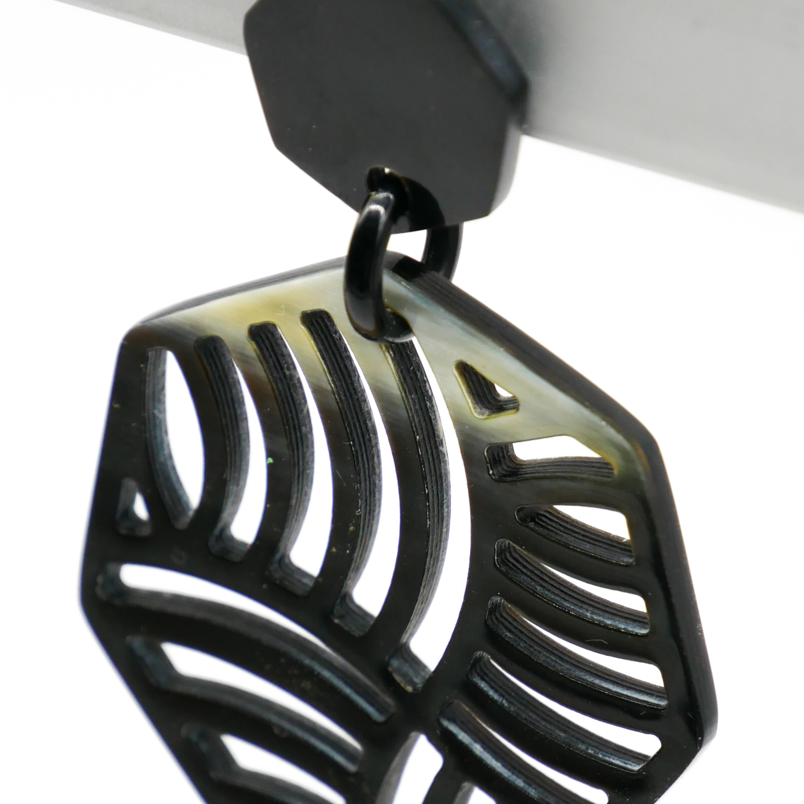  "Craft Art" Ohrring "Polygon" marble Horn