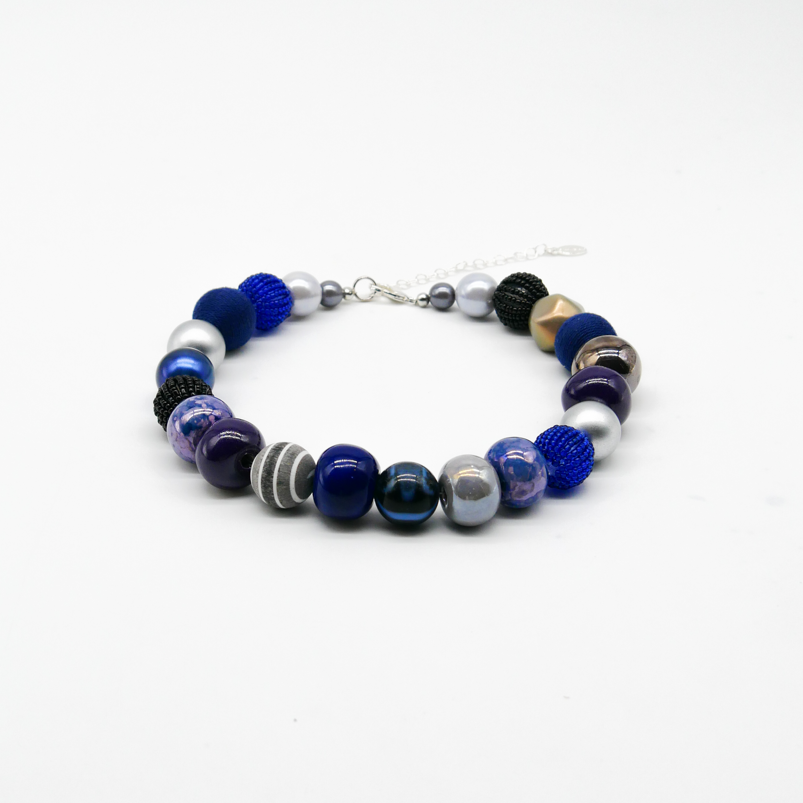 "Bollywood" Kette Ø ca. 20 mm, blau-silber