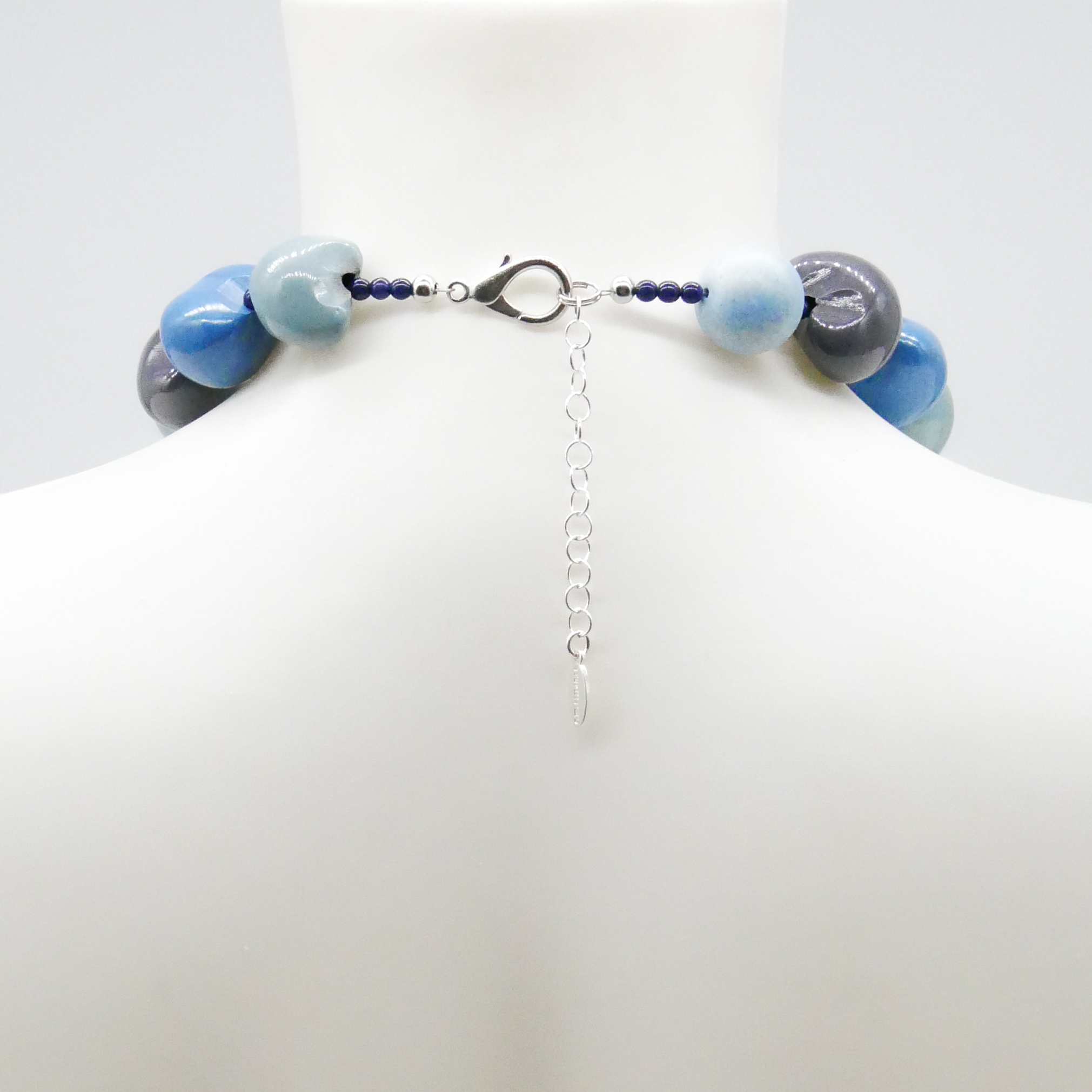  "Summer Feeling" Kette ca. 60 cm, Lumba Samen, Glasperlen, blue petrol
