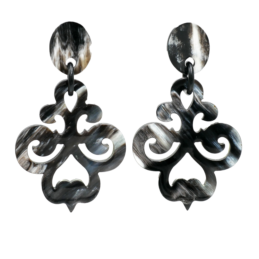 "Craft Art" Ohrringe "Lilie", schwarzes Horn