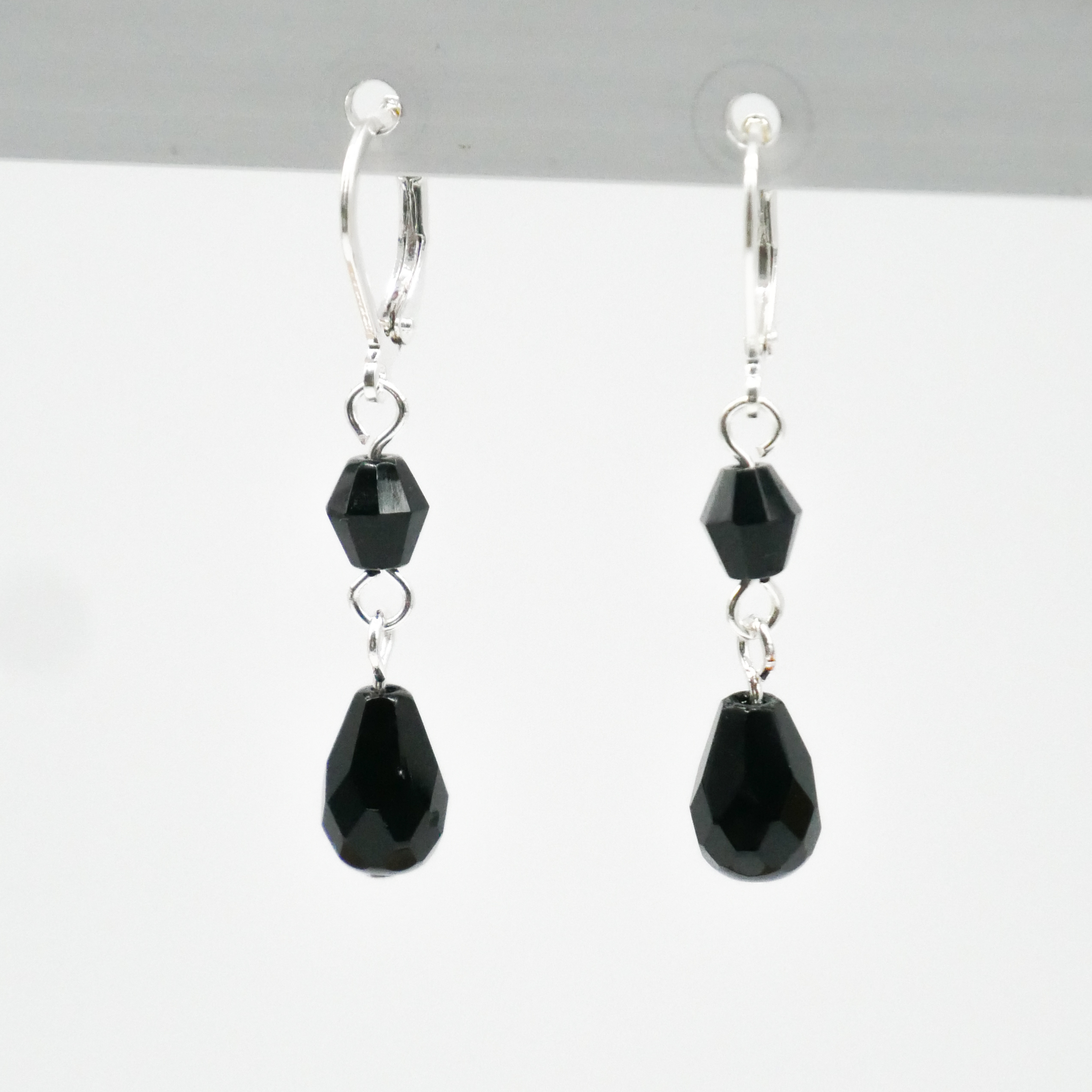  "Jet Schmuck" Ohrhänger "Tropfen", schwarze Glasperlen 