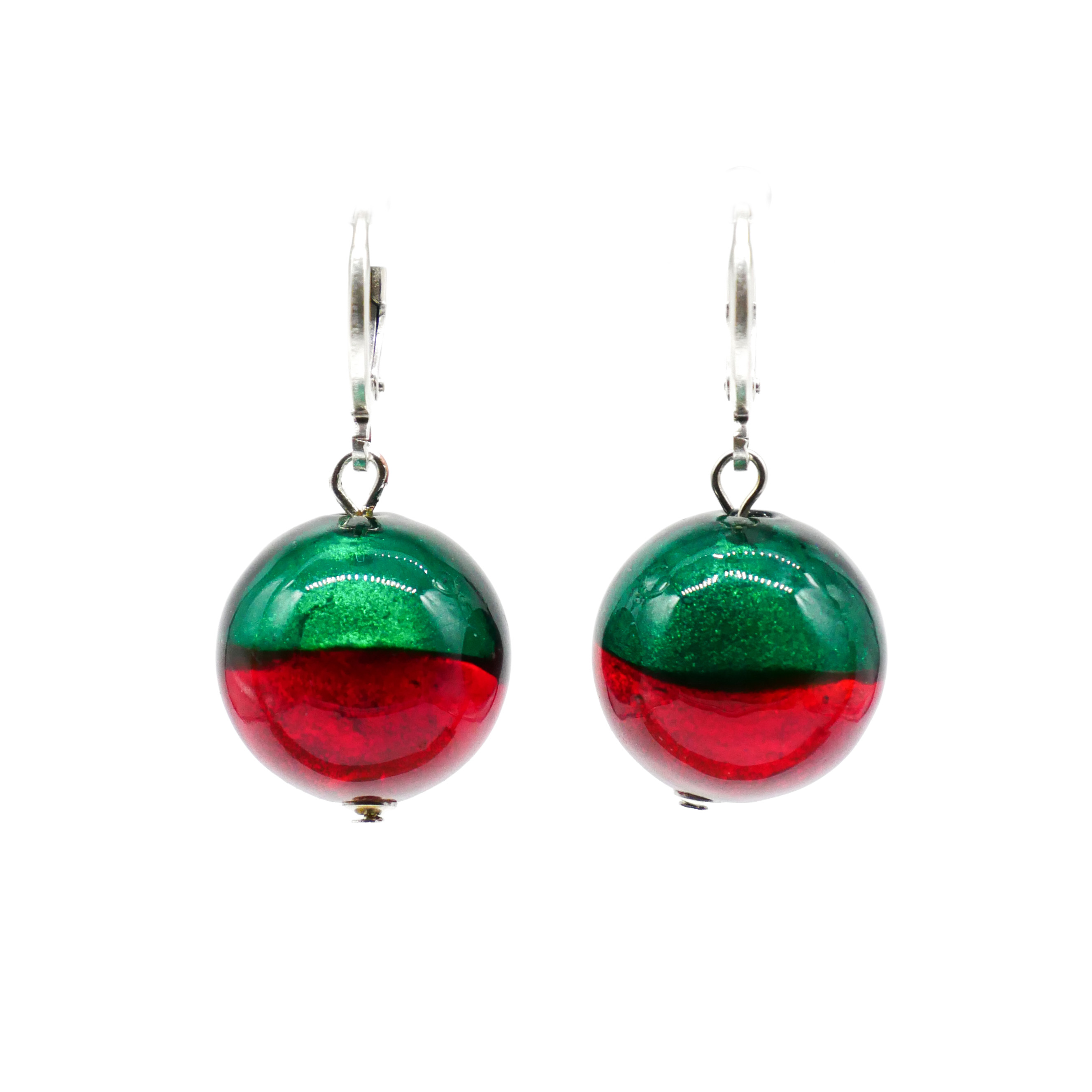  "Fine Bead Art", "Ohrringe Christmas", Lampenperlen, Glasperlen rot-grün