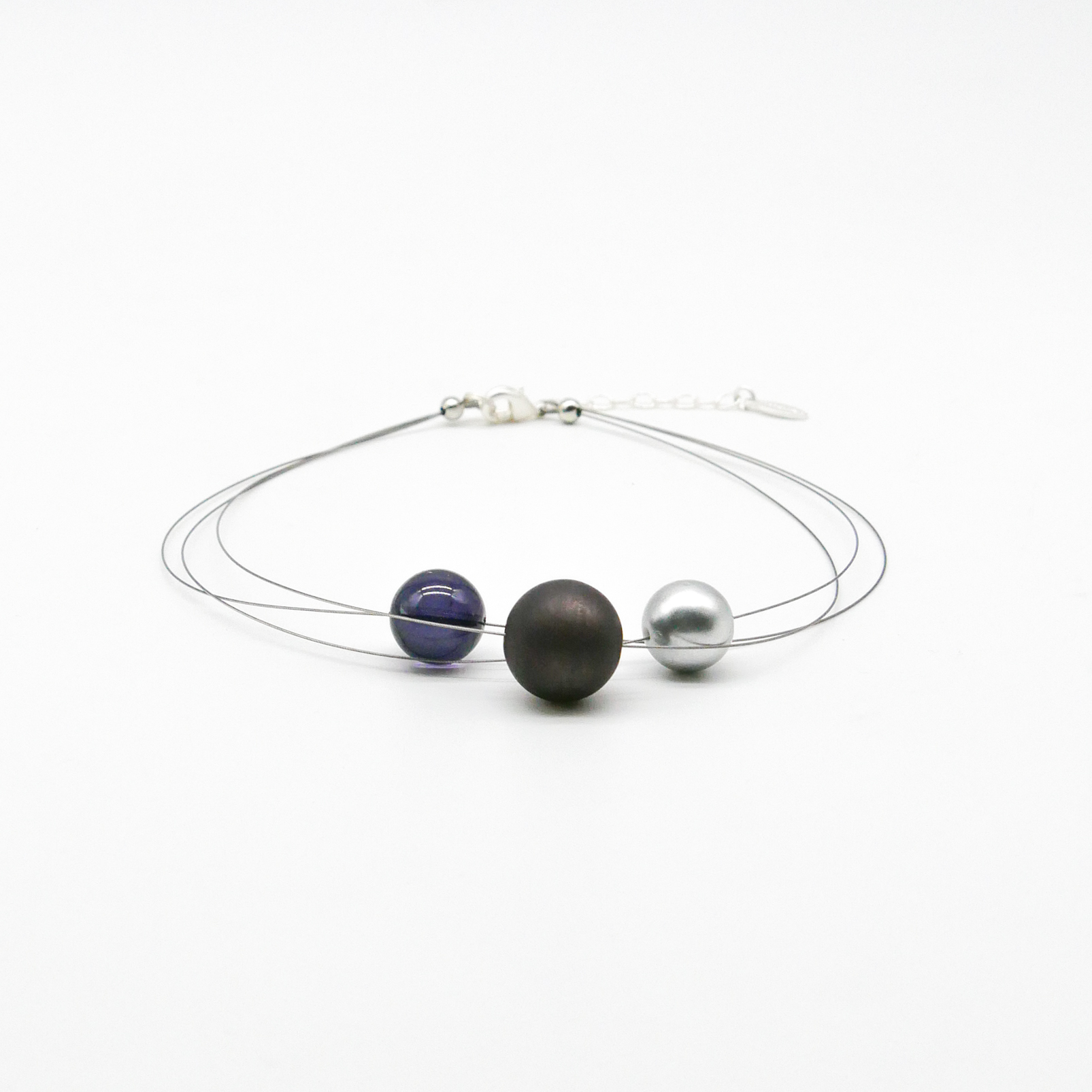  Color Explosion, kurze 3-Strang Kette "Planet" - Merkur schwarz-silber