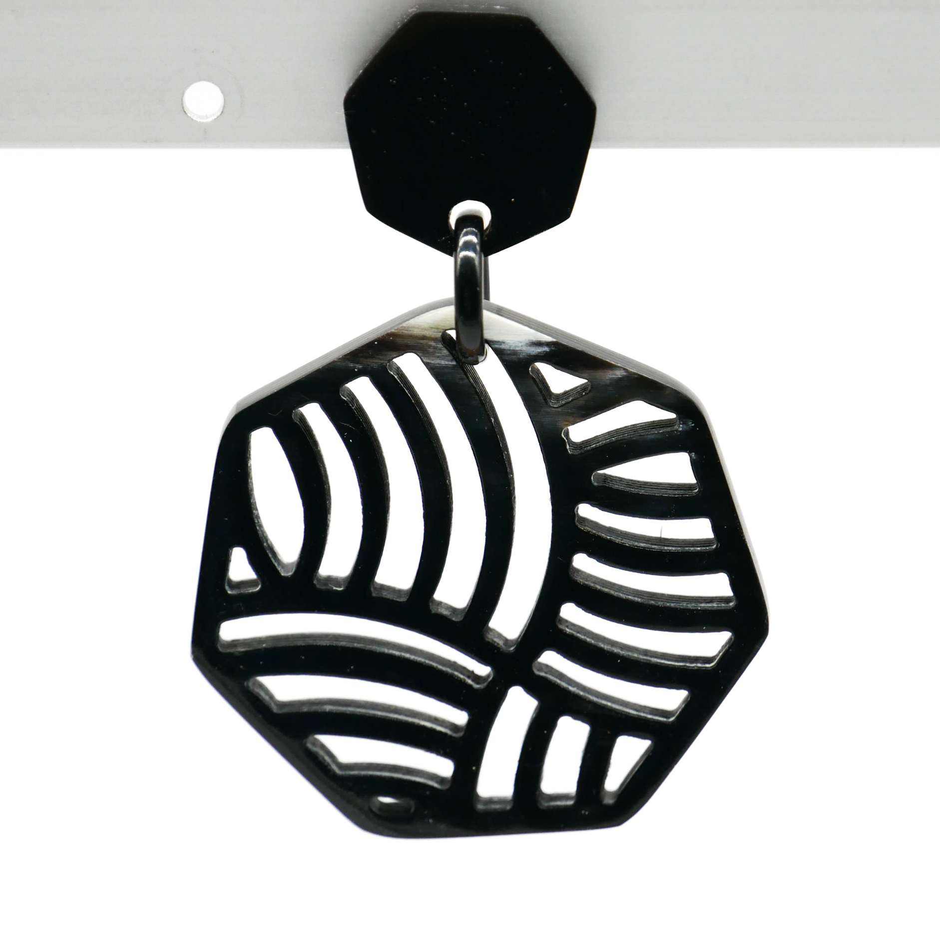  "Craft Art" Ohrring "Polygon" marble Horn