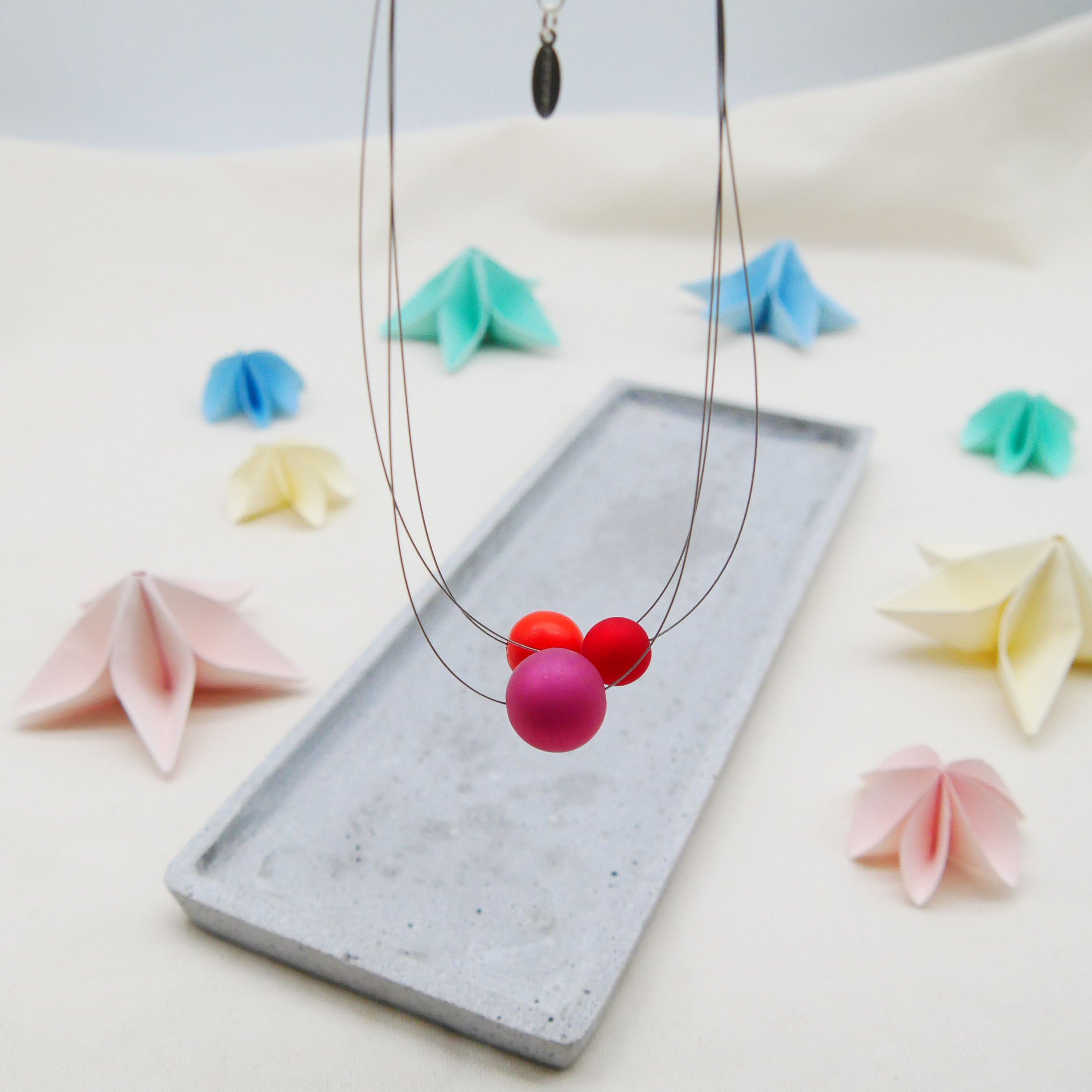  Color Explosion, kurze 3-Strang Kette "Planet" - Mars rot-pink