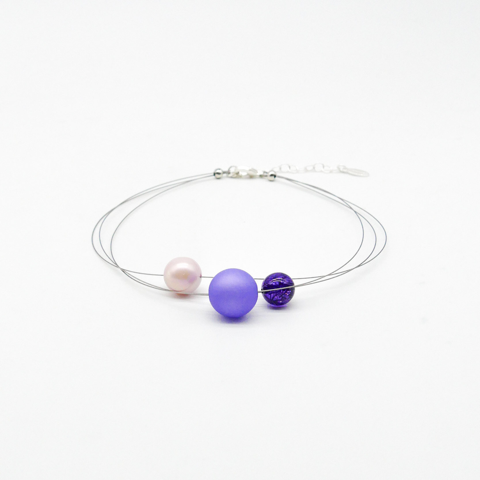  Color Explosion, kurze 3-Strang Kette "Planet" - Saturn lila