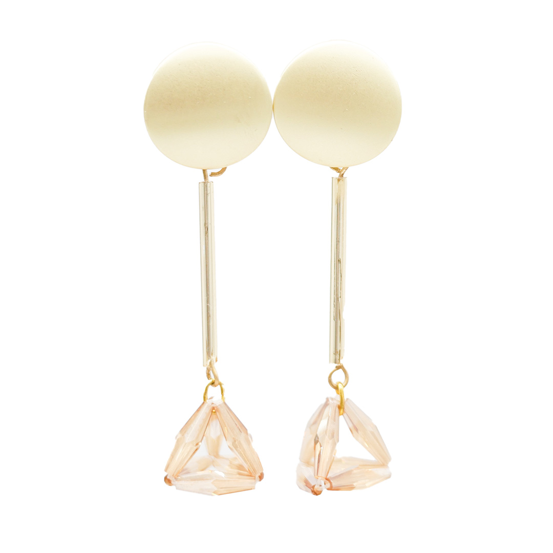 "Summer Feeling" Ohrstecker, vergoldet, mit geometrischer Kristallperle, pfirsich