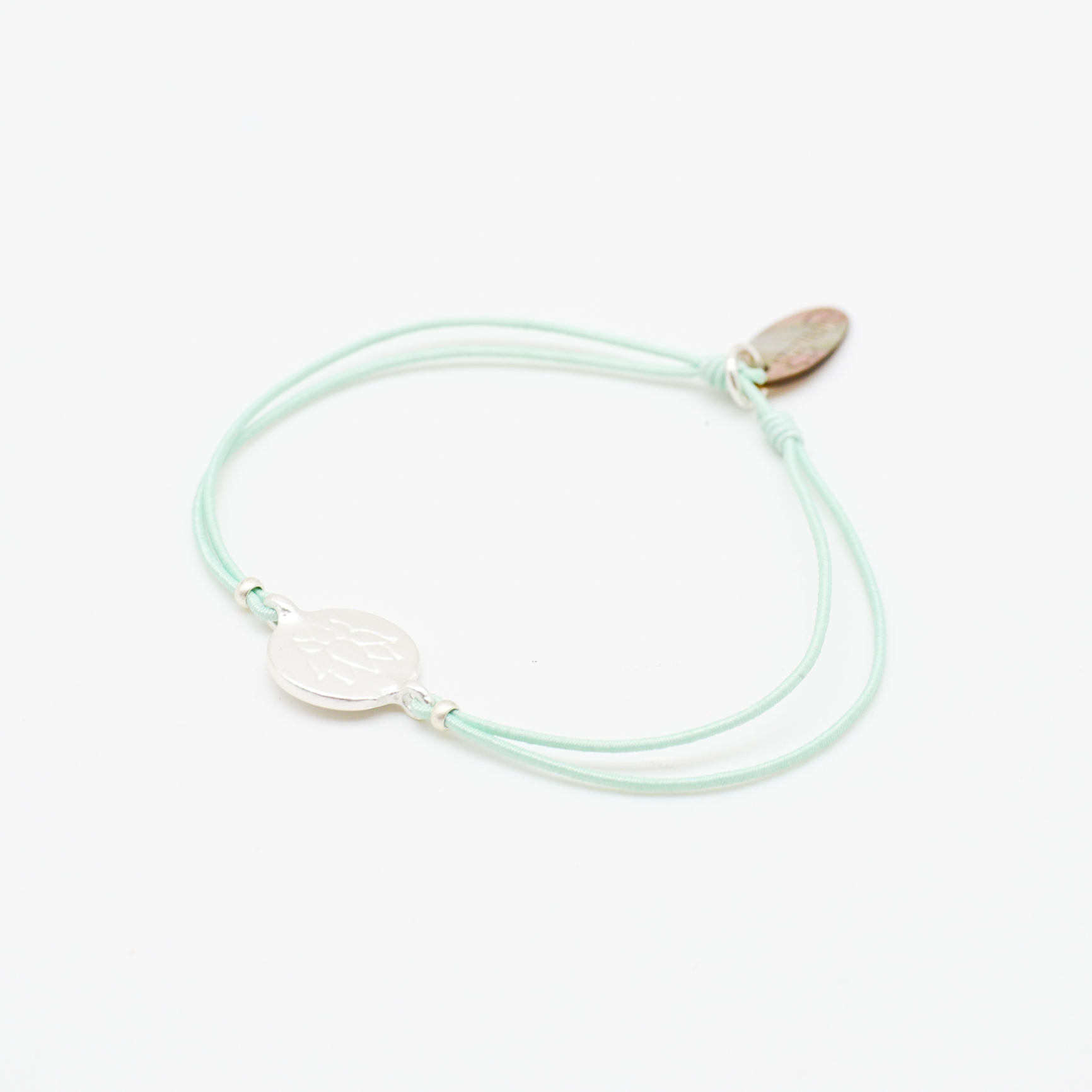 "Summer Feeling" elastisches Armband, türkis und silberfarbene Blume - 2er Pack