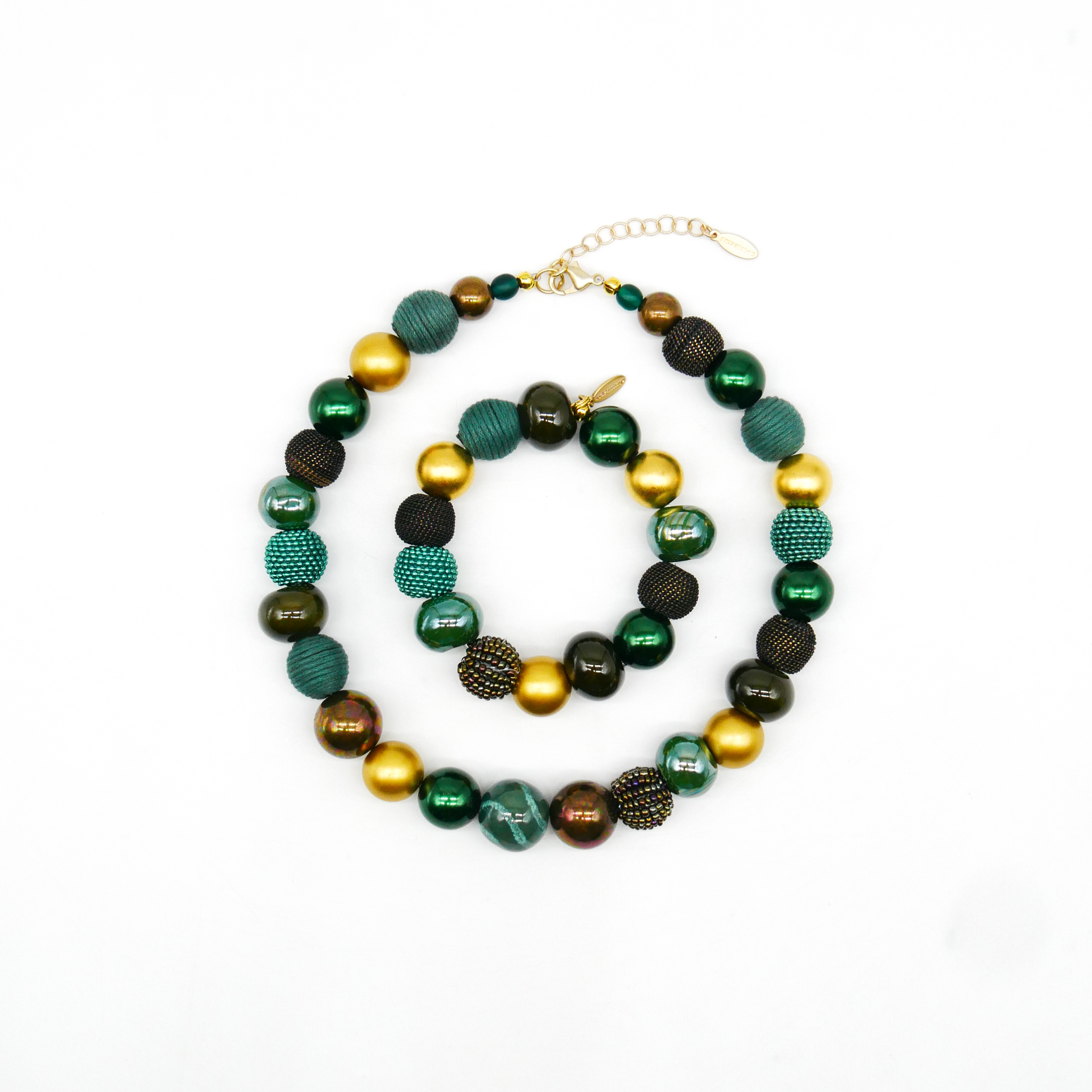  "Bollywood" Armband auf Gummi, burnt olive