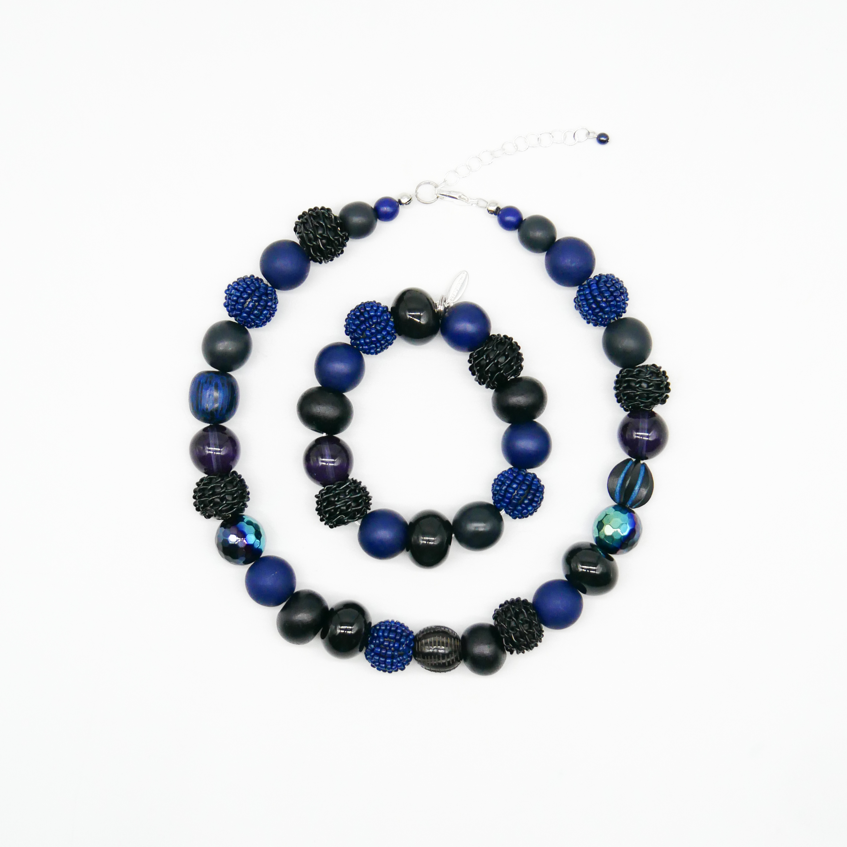  "Bollywood" Armband auf Gummi, mitternachtsblau