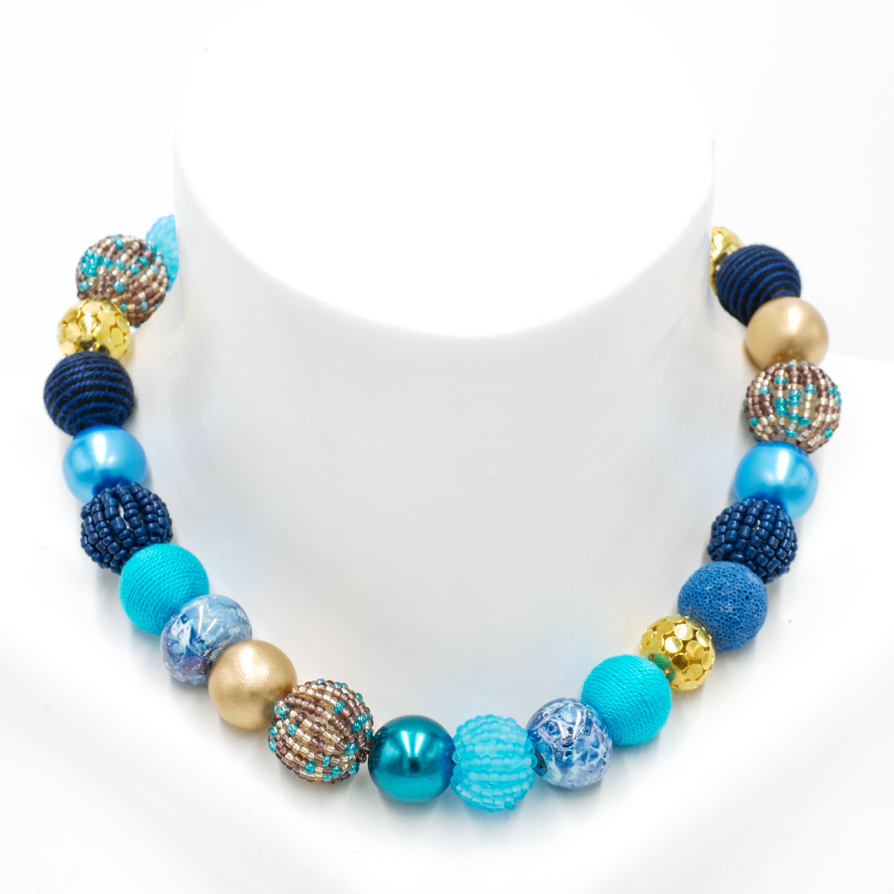 "Bollywood" Kette, Blau-Gold