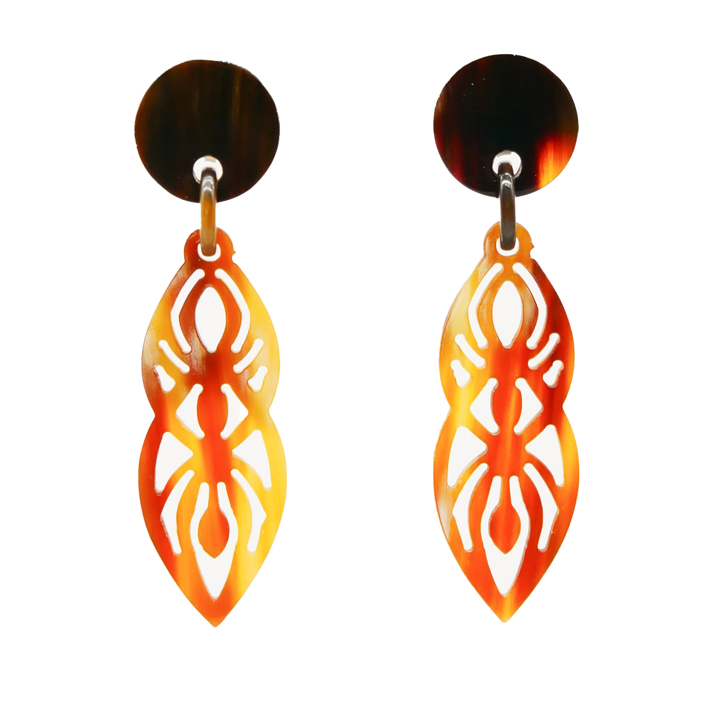 "Craft Art", Ohrring "Spider" braunes afrikanisches Horn