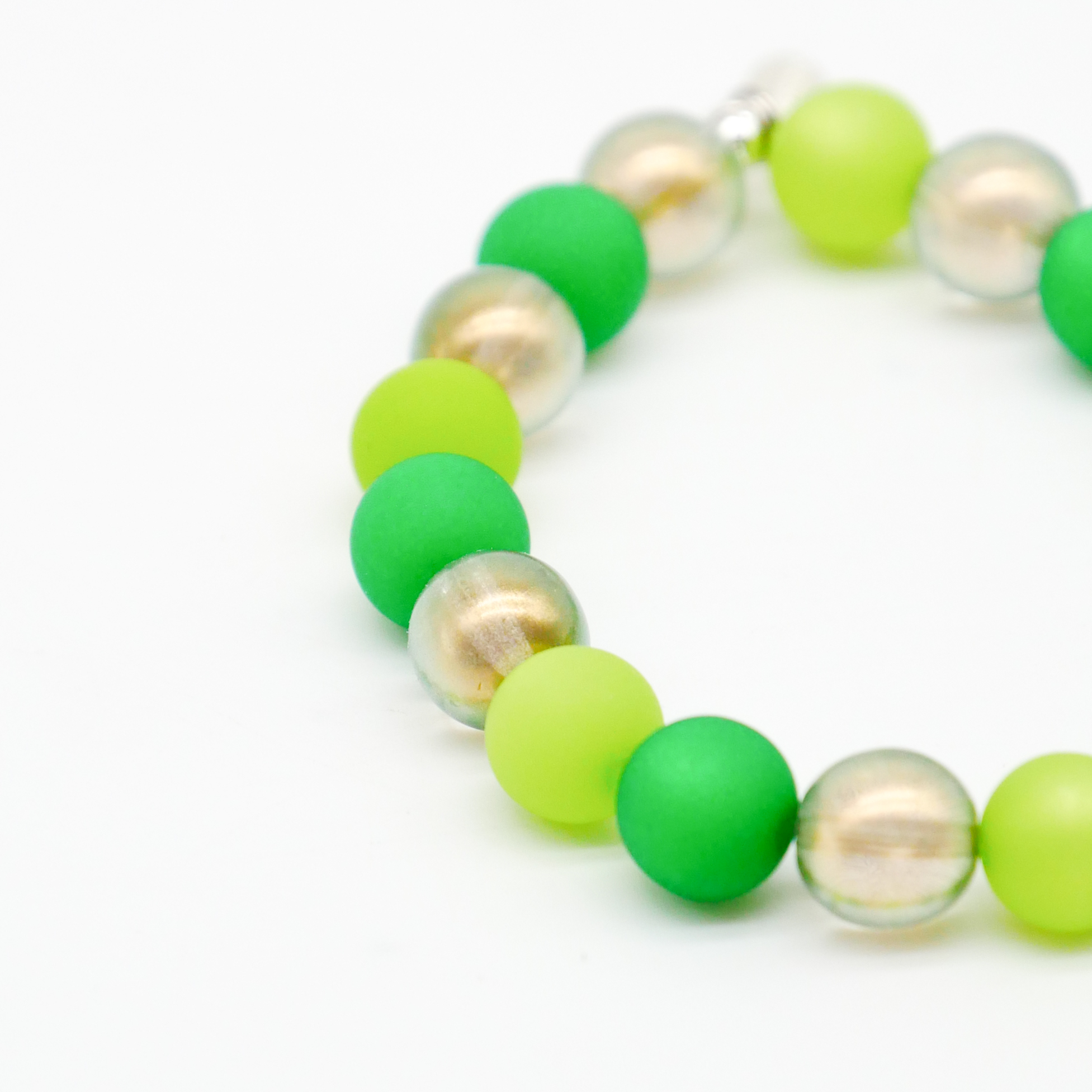  Color Explosion, Armband auf Gummi Ø 8 mm, Glas- und Polaris Perlen, Uranus grün