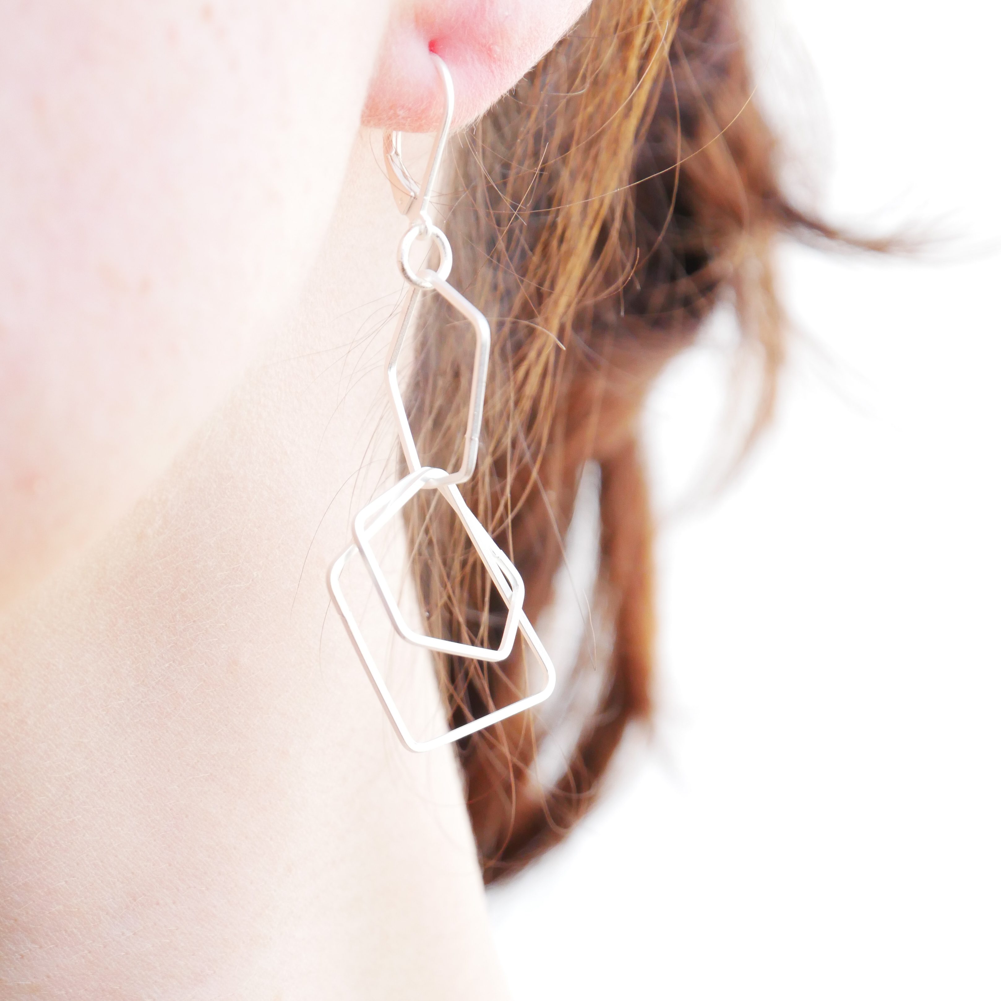 "Charm" earrings, small pentagon, silver plated