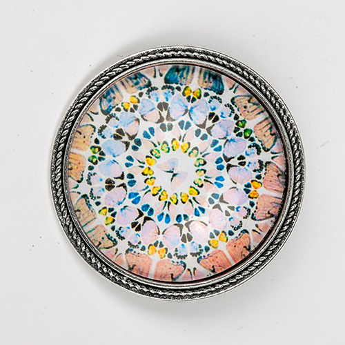 Brooch "Mandala", glass, pastel purple