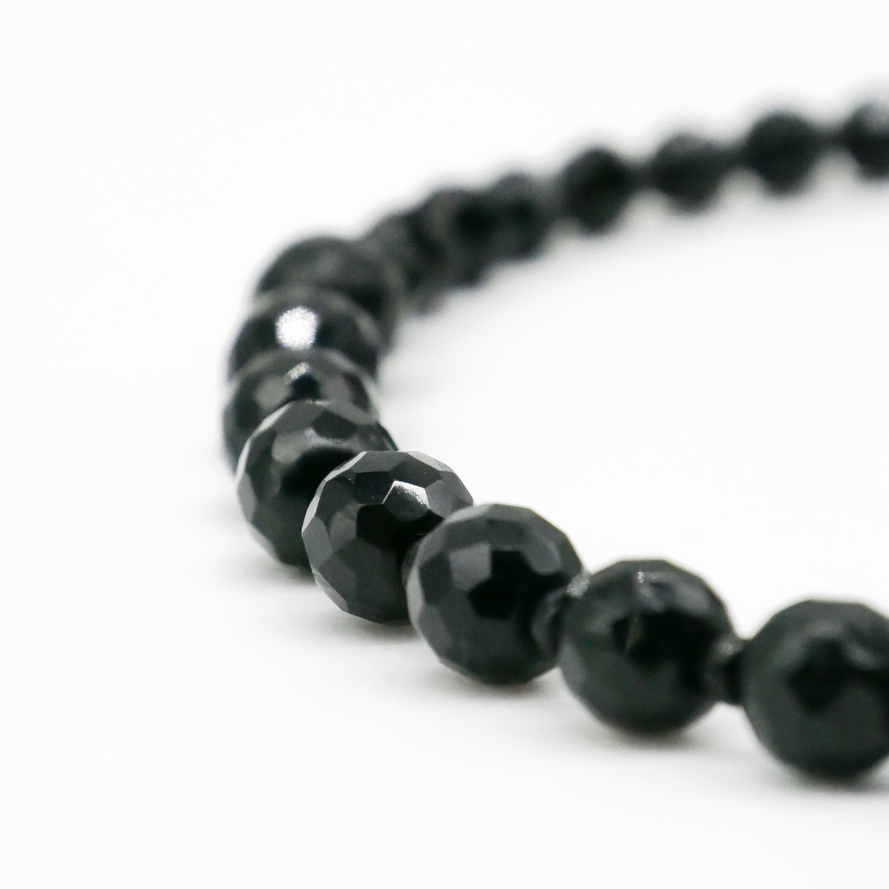  "Jet Schmuck" Kette ca. 55 cm schwarze facettierte Glasperlen Ø 12 mm mit Verlauf