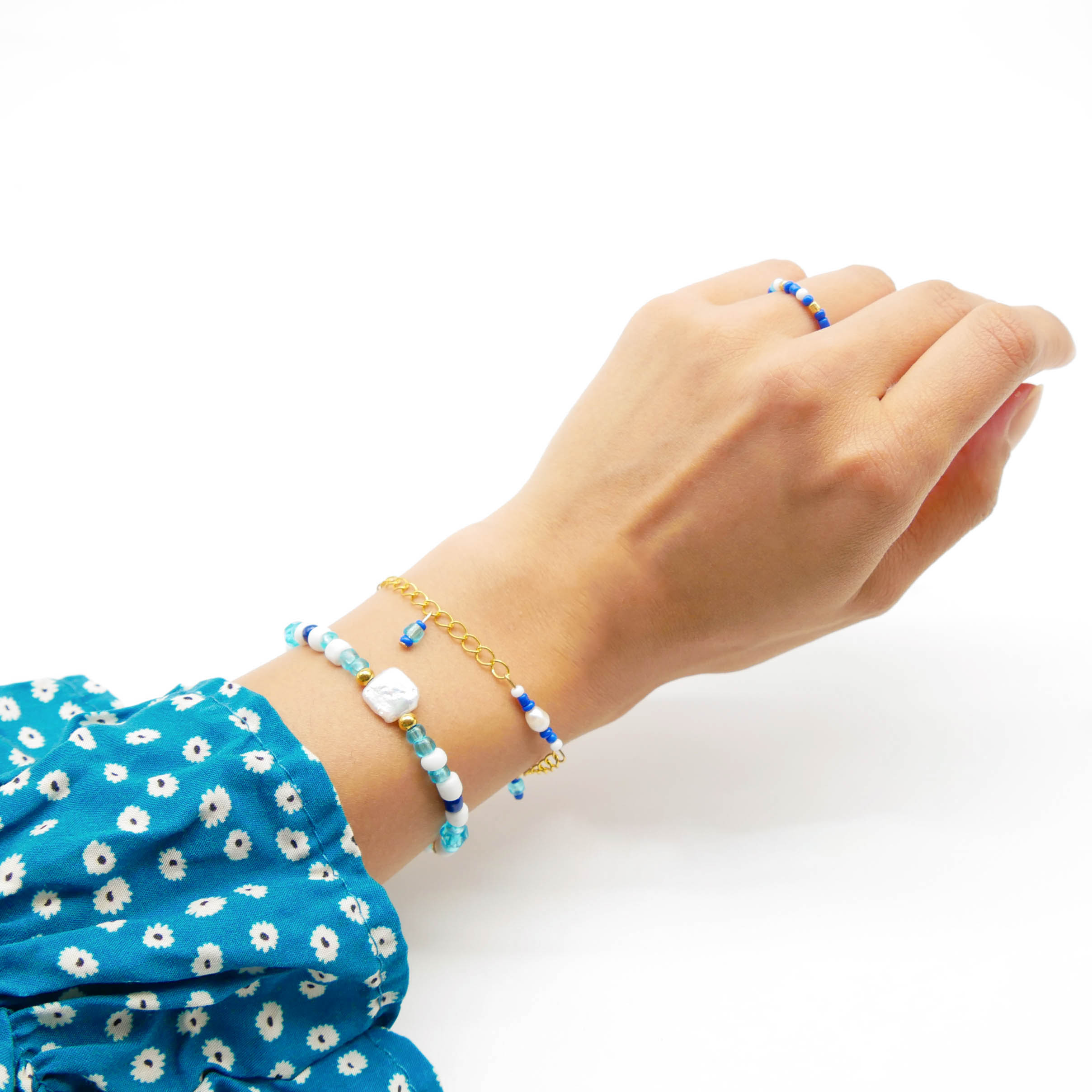 DIY Schmuckbox, Ocean, maritime Töne 1x Kette, 2x Armband, 2x Ohrring, 1x Ring DIY Schmuckbox, Ocean, maritime Töne 1x Kette, 2x Armband, 2x Ohrring, 1x Ring